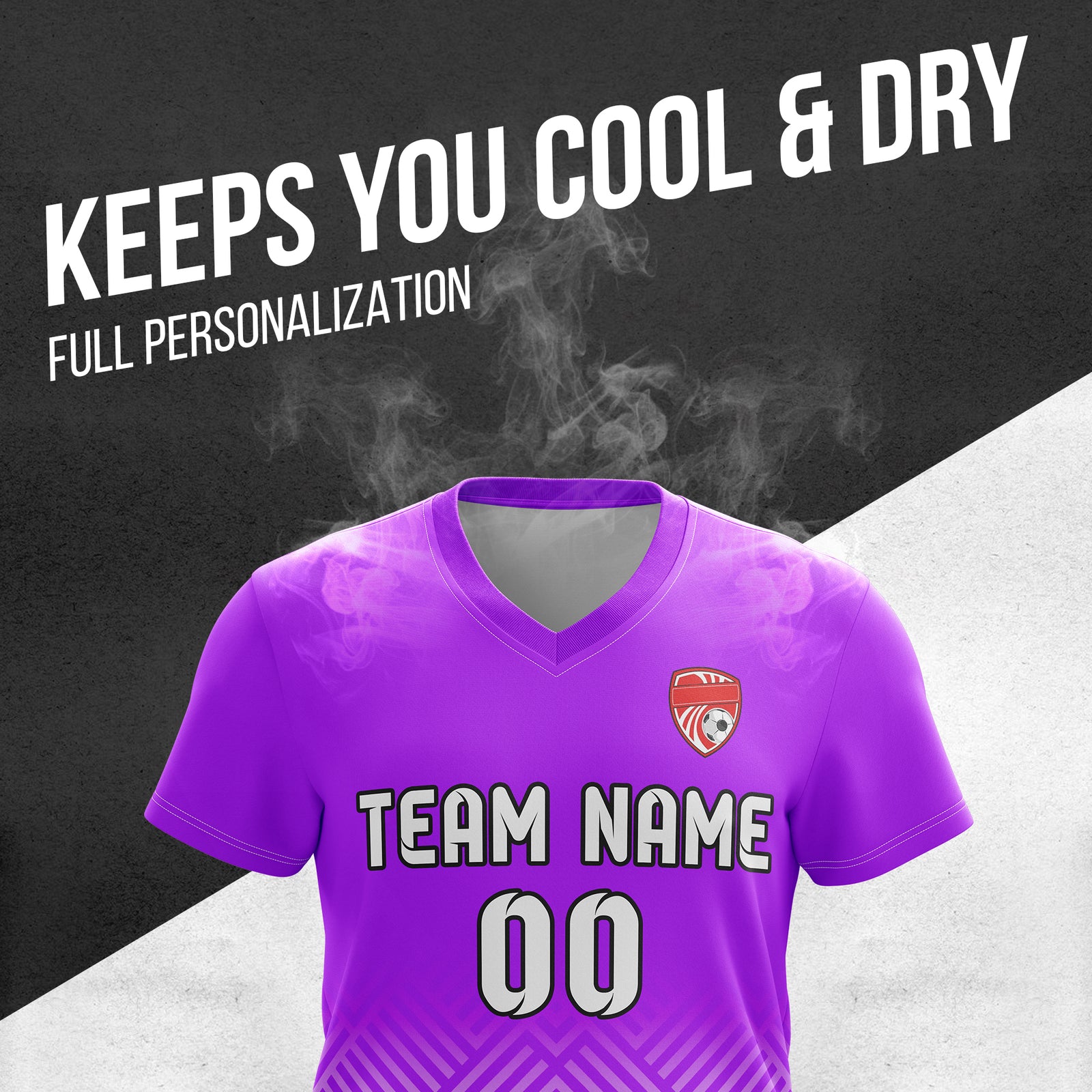 Custom Shadow Line V-Side Pattern Purple Soccer Sport Tops Jersey