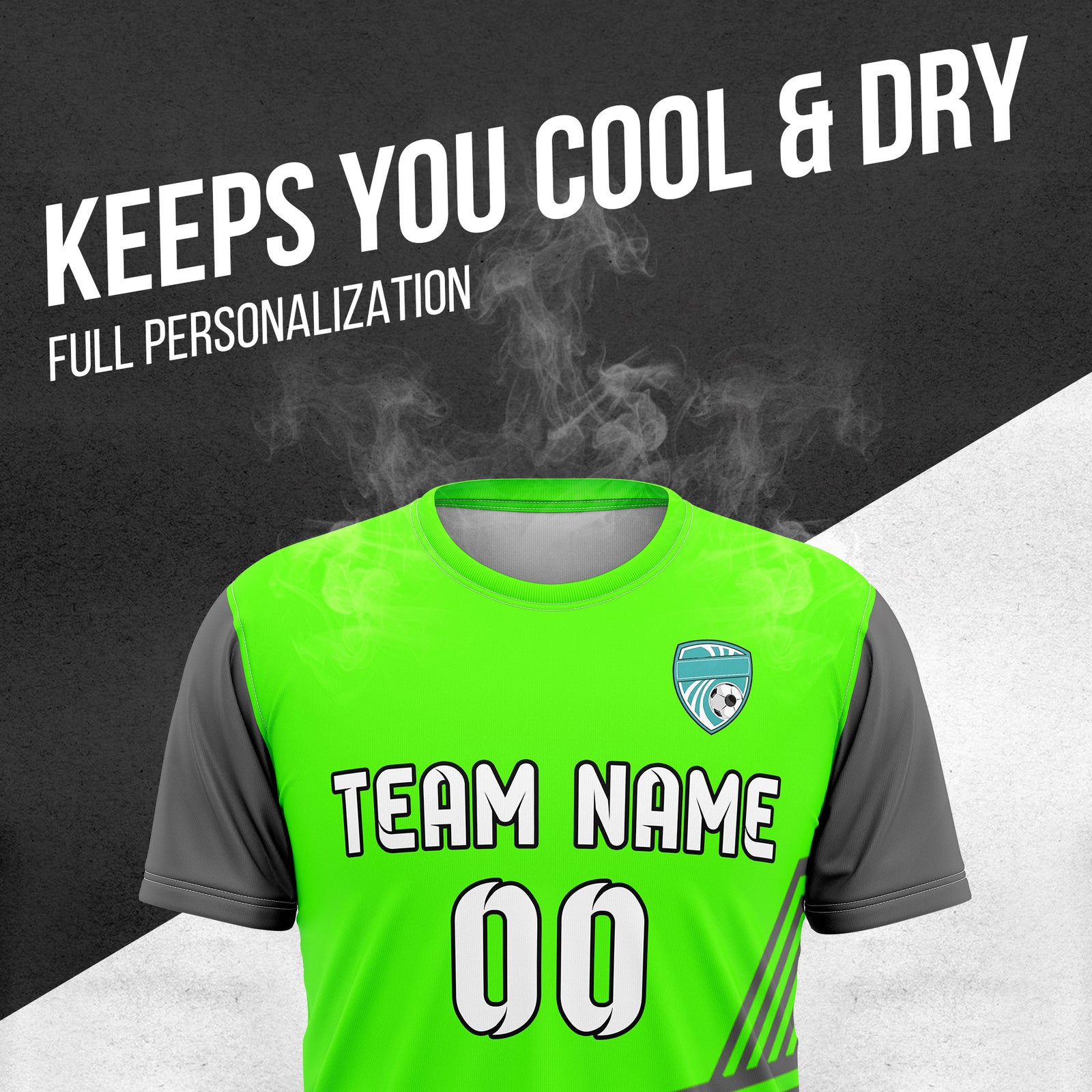 Custom Soccer R Side Pattern Neon Green Rapid Line Sports Tops Jersey