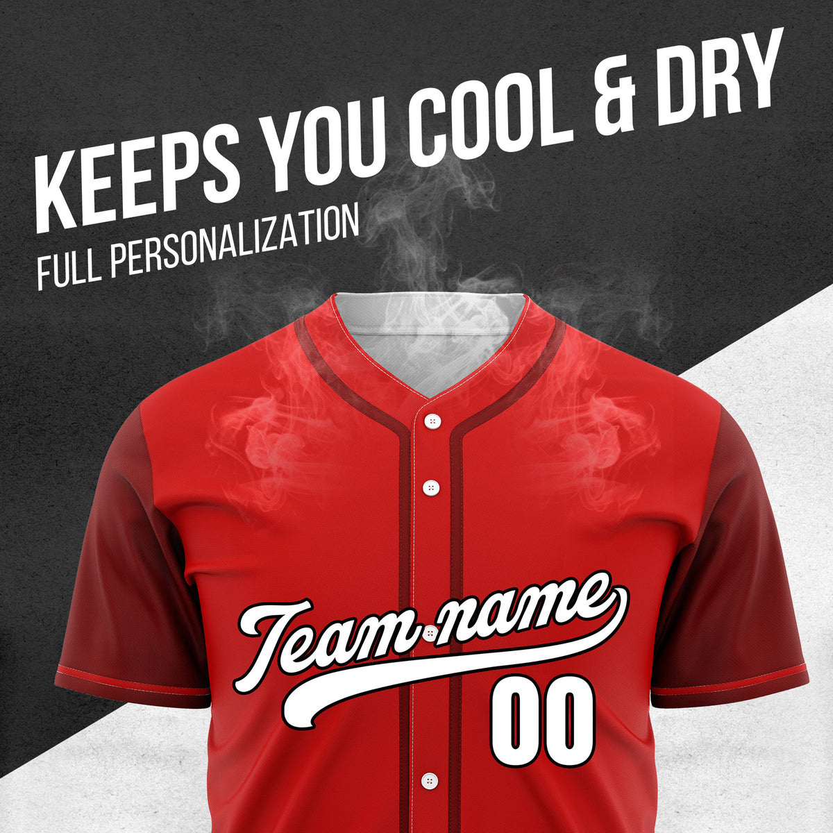 Custom Crimson Edge Red Raglan Style Baseball Sports Jersey Personalized Uniform with Name & Number