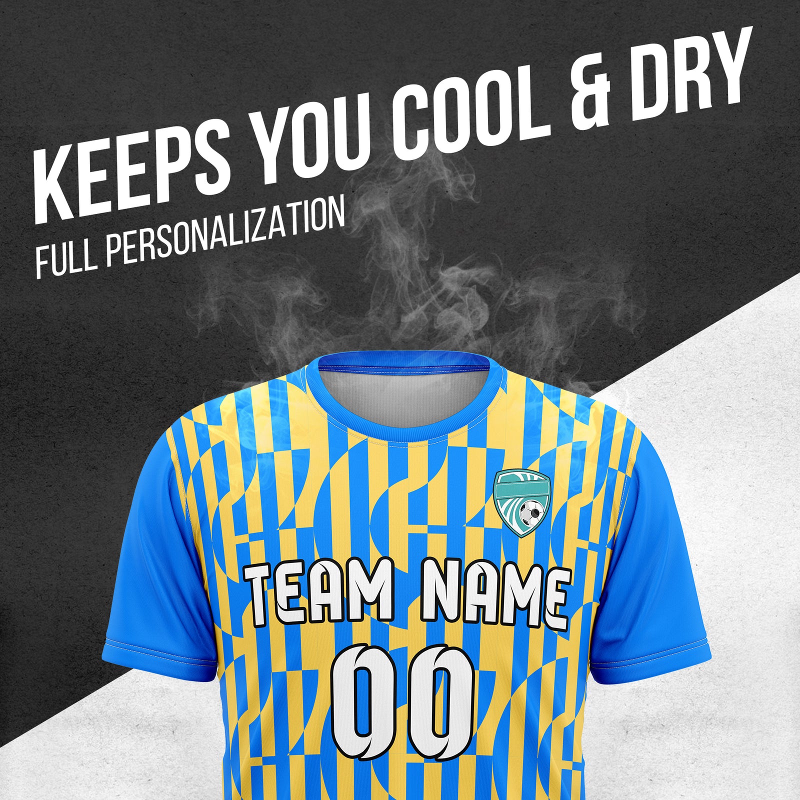 Custom Soccer Round Neck Blue Cyclone Tops Jersey