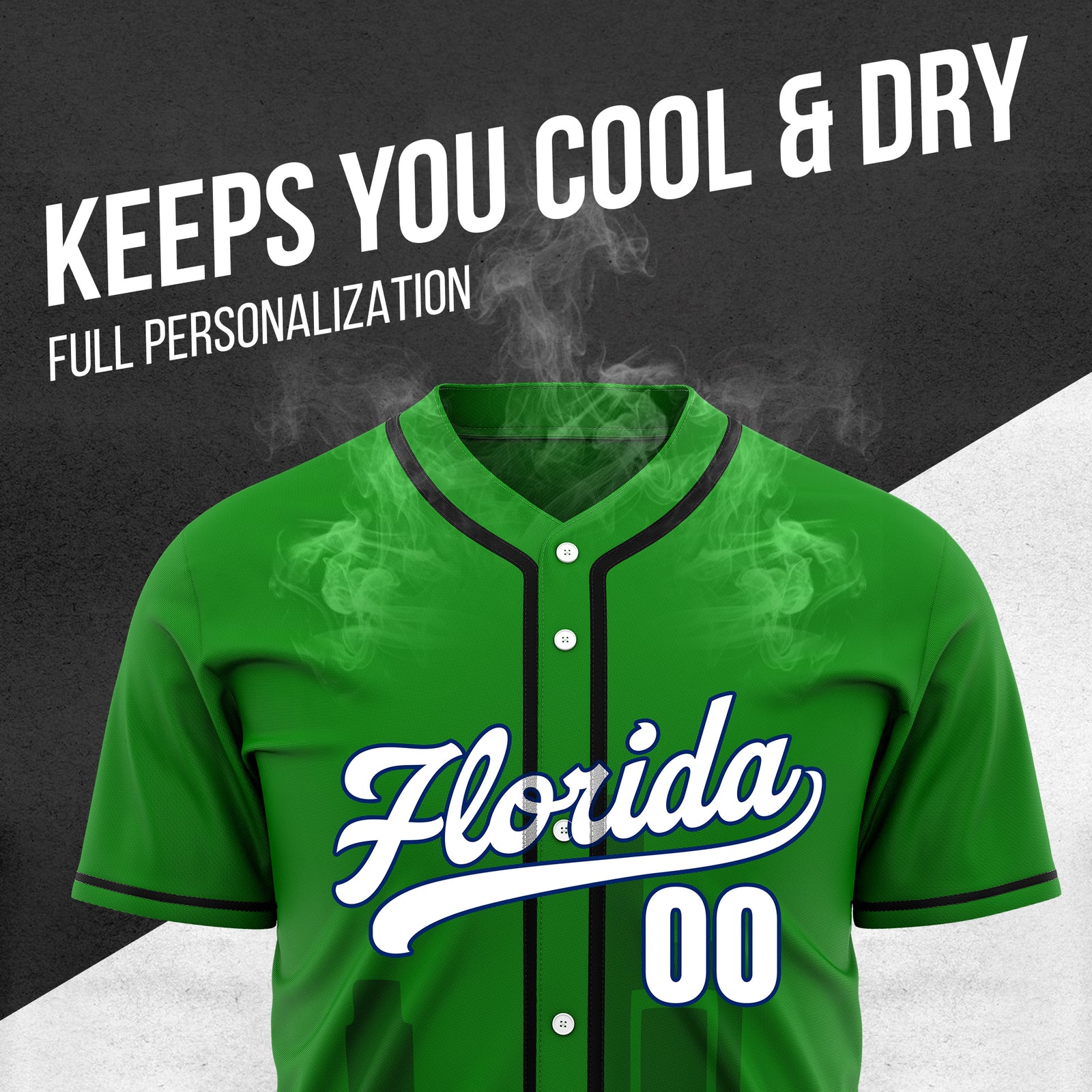 Custom City Flux Green Baseball Sports Jersey Personalized Uniform with Name & Number