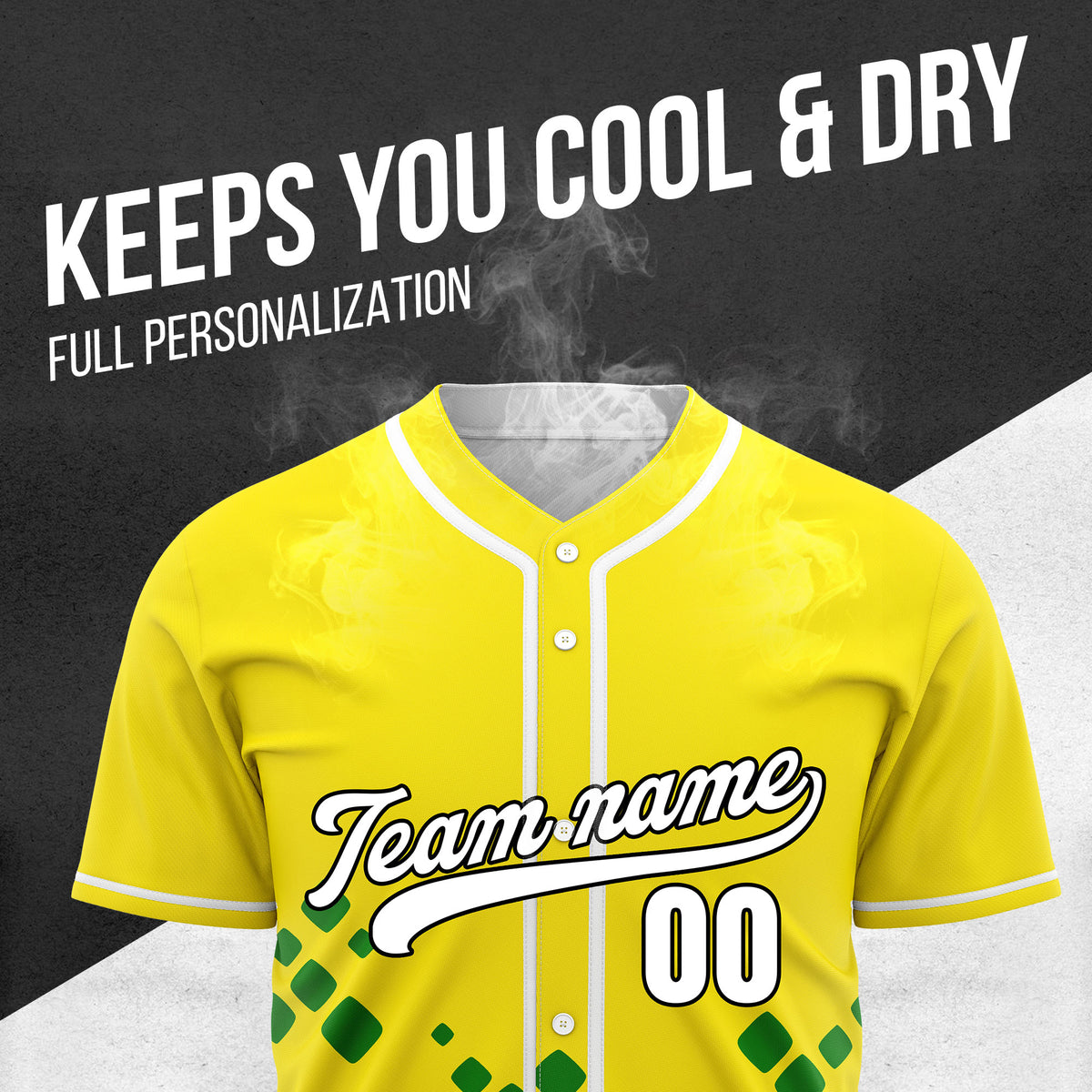 Custom Shadow Spark Yellow Baseball Sports Jersey Personalized Uniform with Name & Number