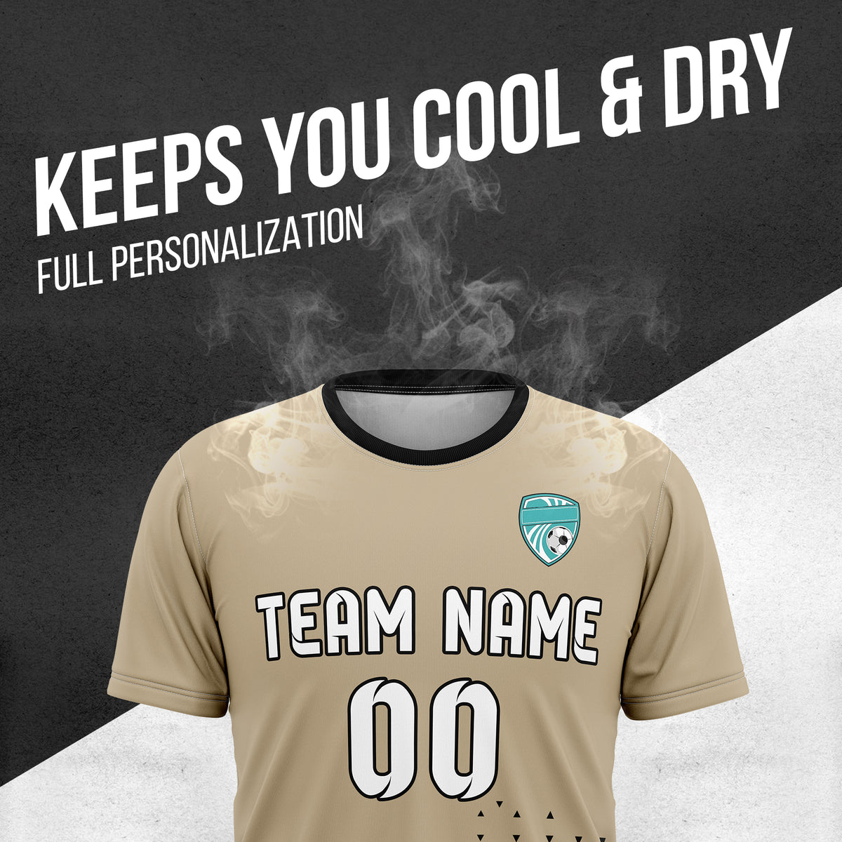 Custom Soccer R Side Pattern Khaki Tri-Edge Sports Tops Jersey