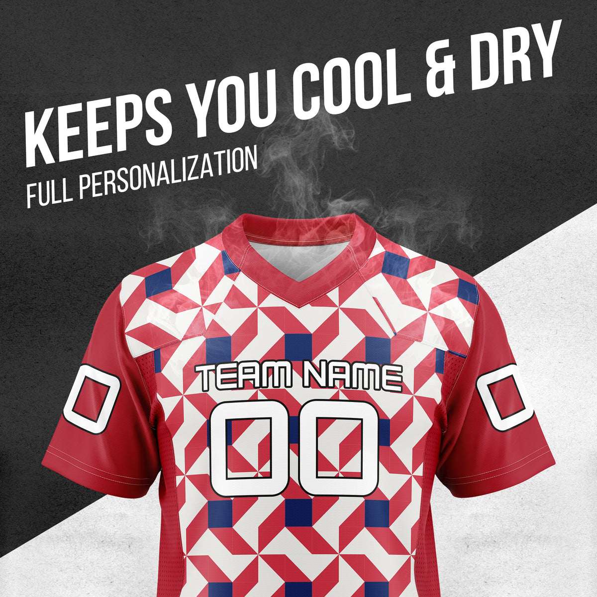 Custom Elite Red Graffiti Print Mesh Authentic Football Jersey
