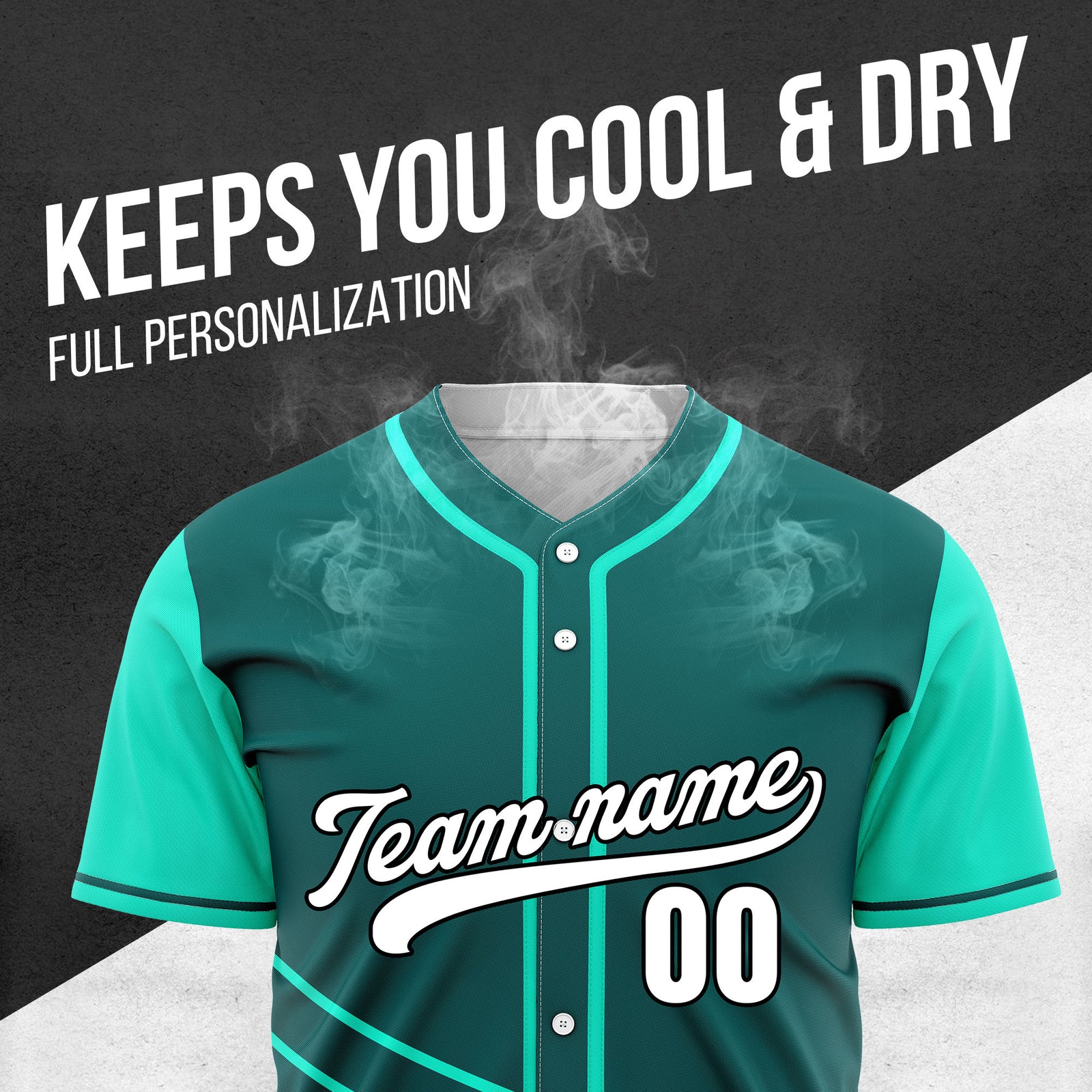 Custom Swift Teal Raglan Style Baseball Sports Jersey Personalized Uniform with Name & Number