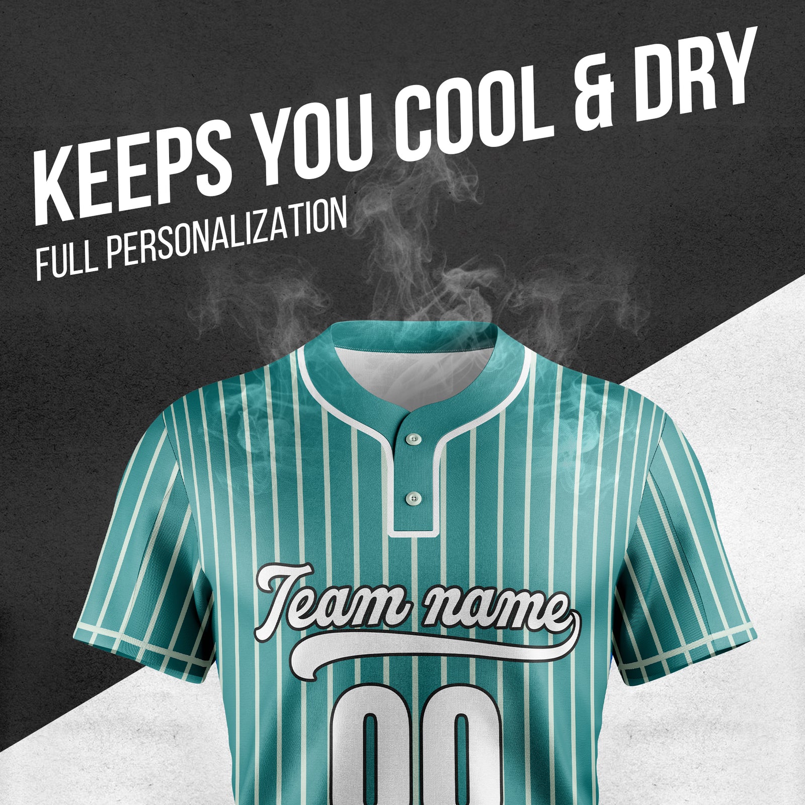 Custom Pinstripe Baseball Teal Sports Jersey Personalized Uniform with Name & Number