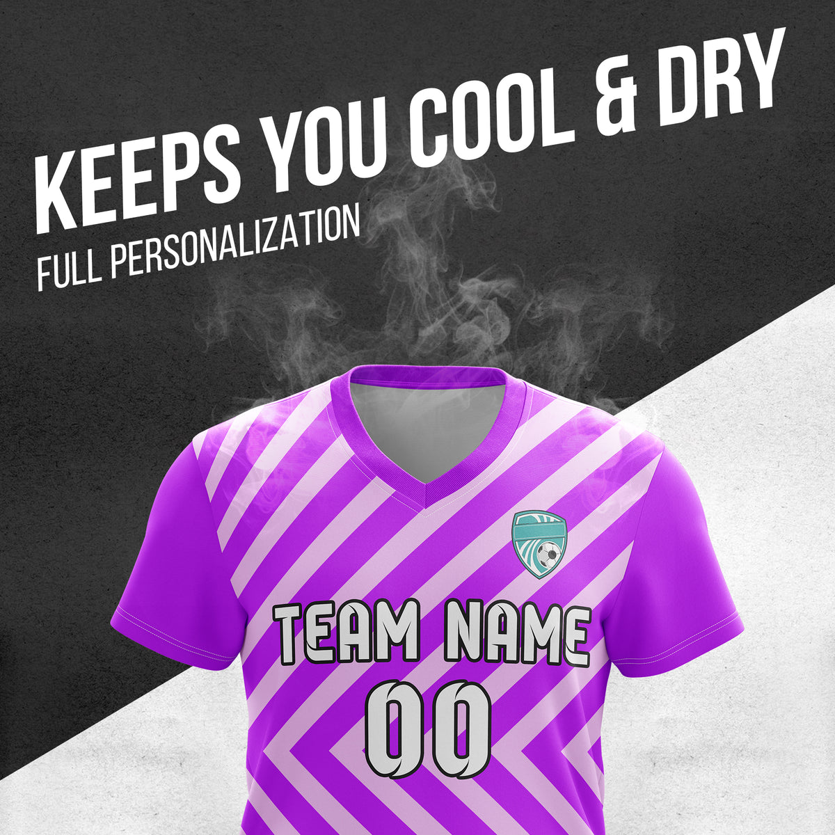 Soccer Jersey - V Neck - Stripe - Design 3 - Purple