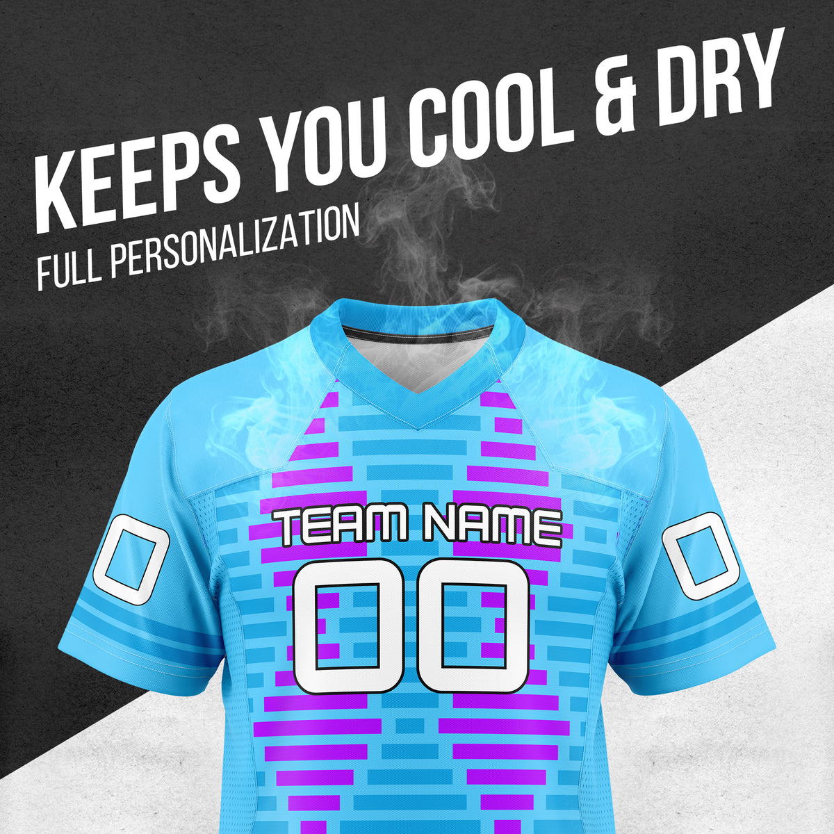 Custom Elite Blue Graphti Pattern Flag Football Jersey