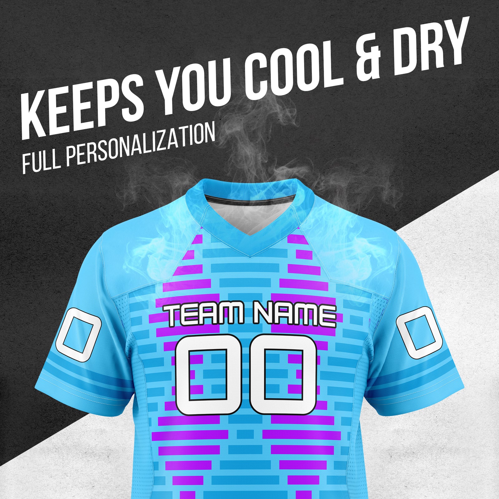Custom Elite Blue Graphti Pattern Flag Football Jersey