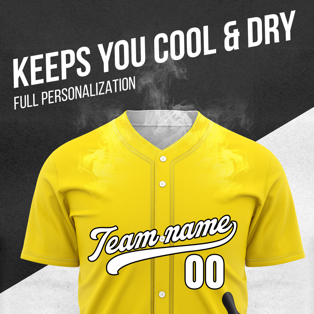 Custom Yellow Baseball Wave Sports Jersey Personalized Uniform with Name & Number