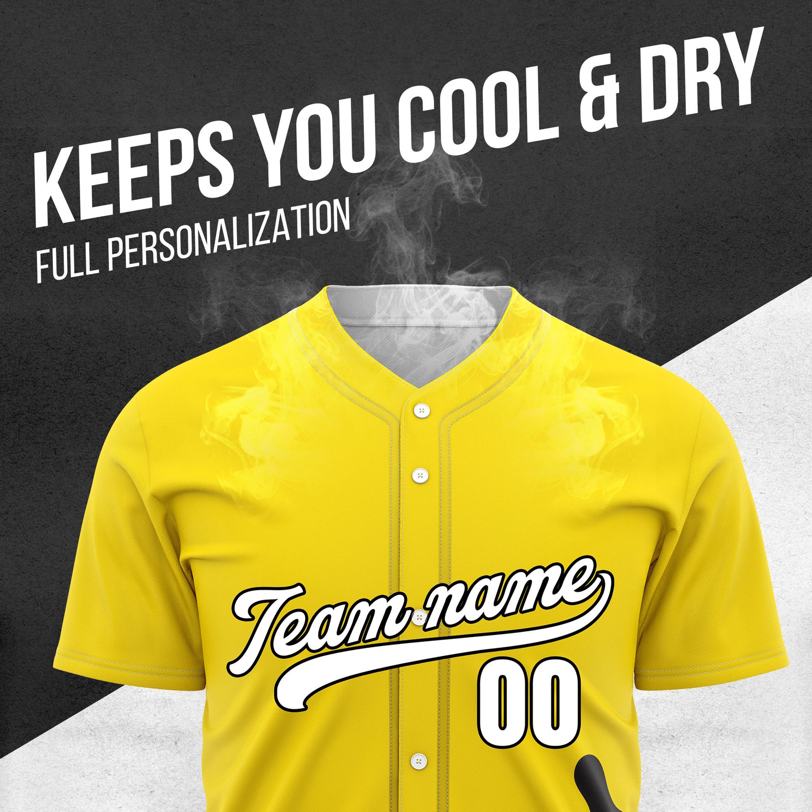 Custom Yellow Baseball Wave Sports Jersey Personalized Uniform with Name & Number