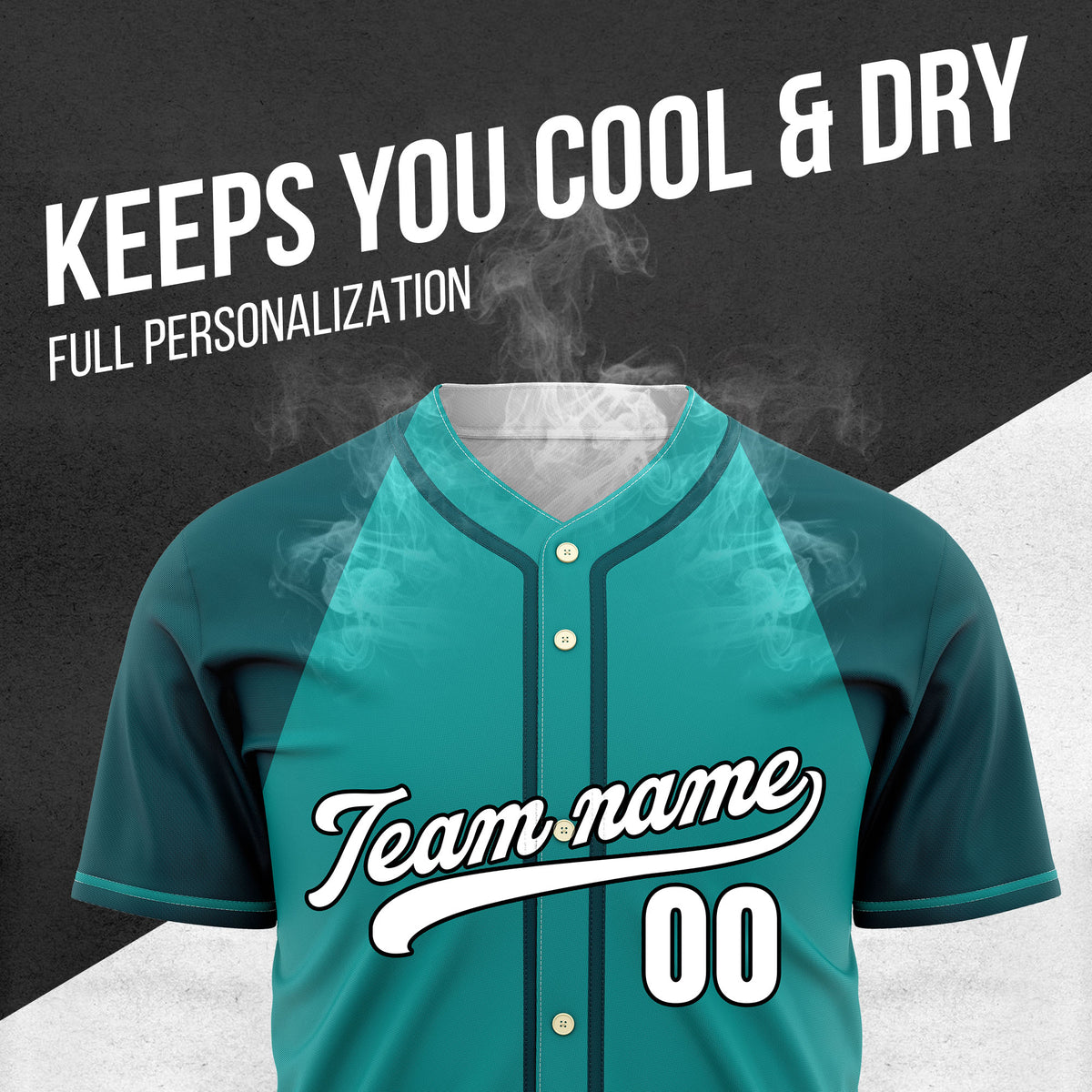 Custom Desert Blaze Teal Raglan Style Baseball Sports Jersey Personalized Uniform with Name & Number