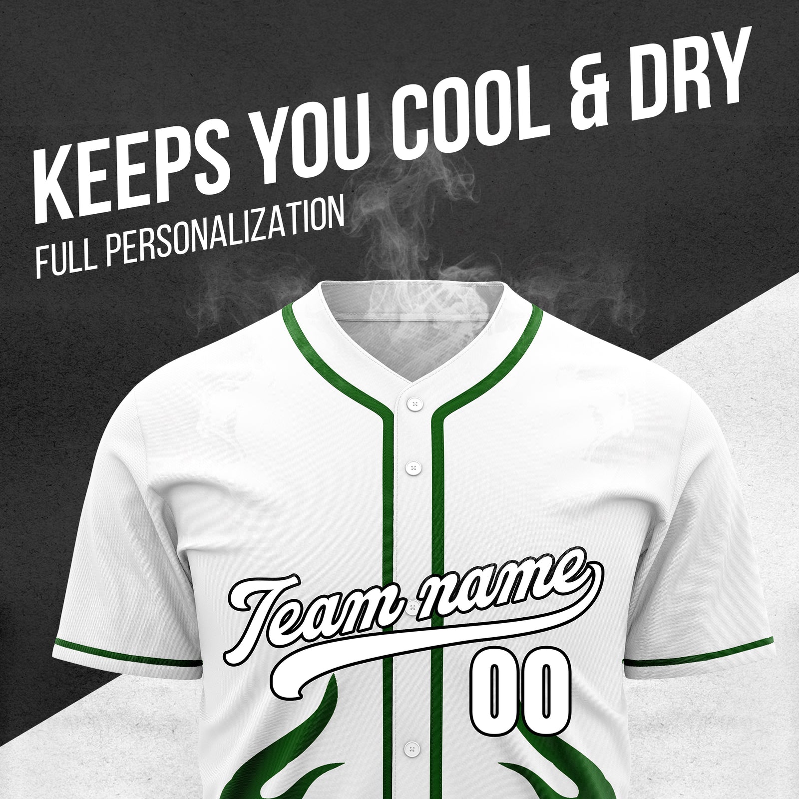 Custom Shadow Flames White Baseball Sports Jersey Personalized Uniform with Name & Number