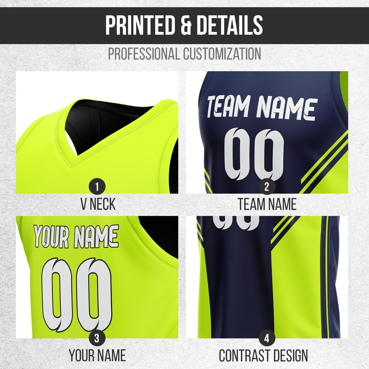Custom Neon green V Neck  Reversible Basketball Jerseys | Personalized Double Side Tops