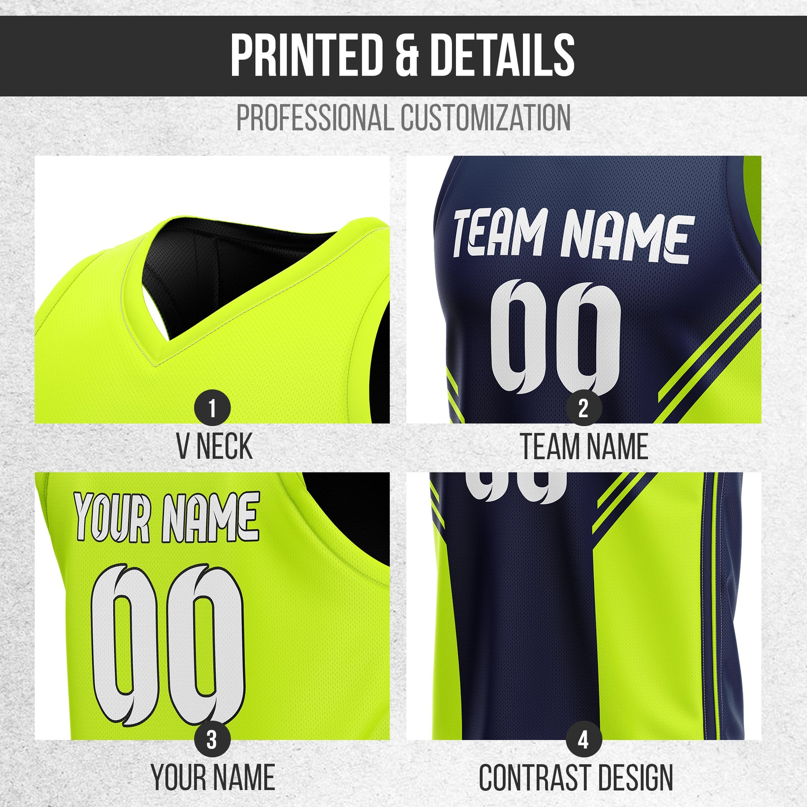 Custom Neon green V Neck  Reversible Basketball Jerseys | Personalized Double Side Tops