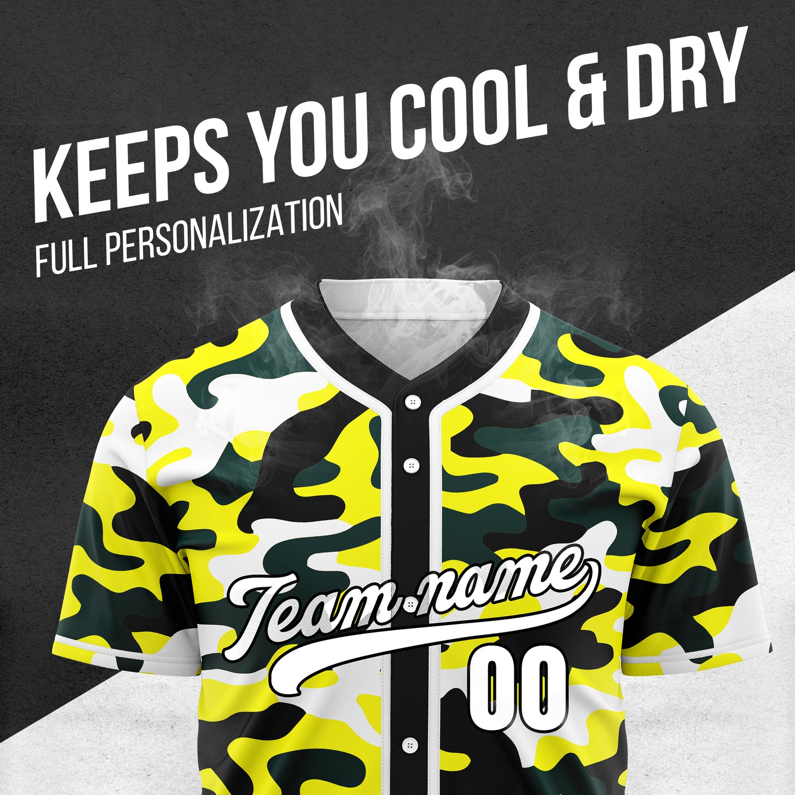 Custom Shadow Command Yellow Baseball Sports Jersey Personalized Uniform with Name & Number
