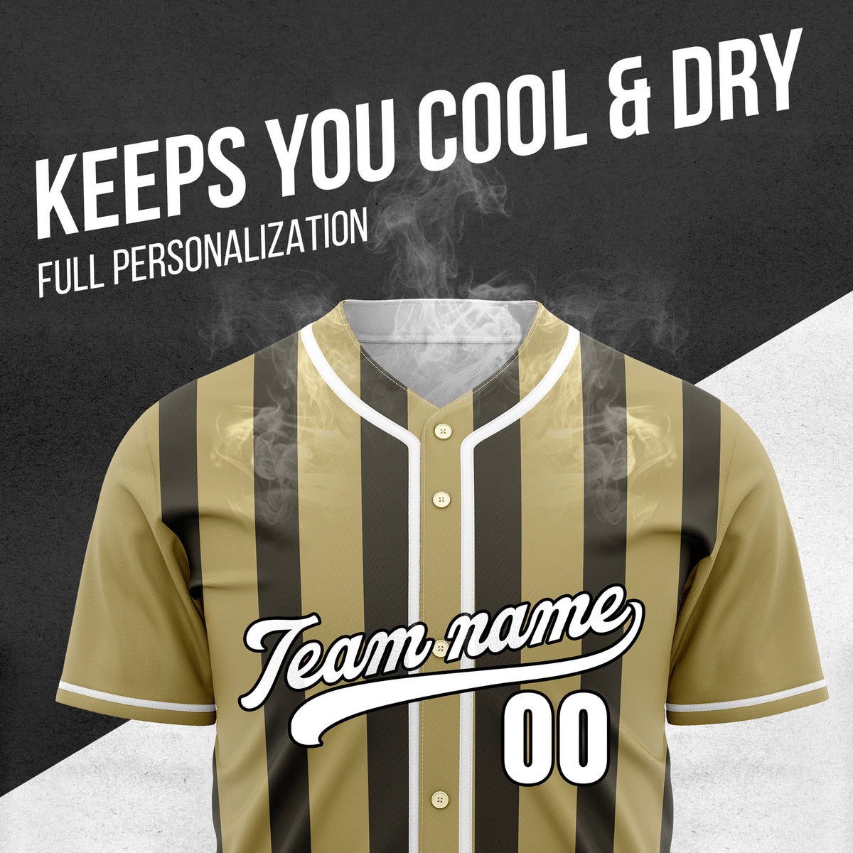 Custom Strikeforce Khaki Raglan Style Baseball Sports Jersey Personalized Uniform with Name & Number