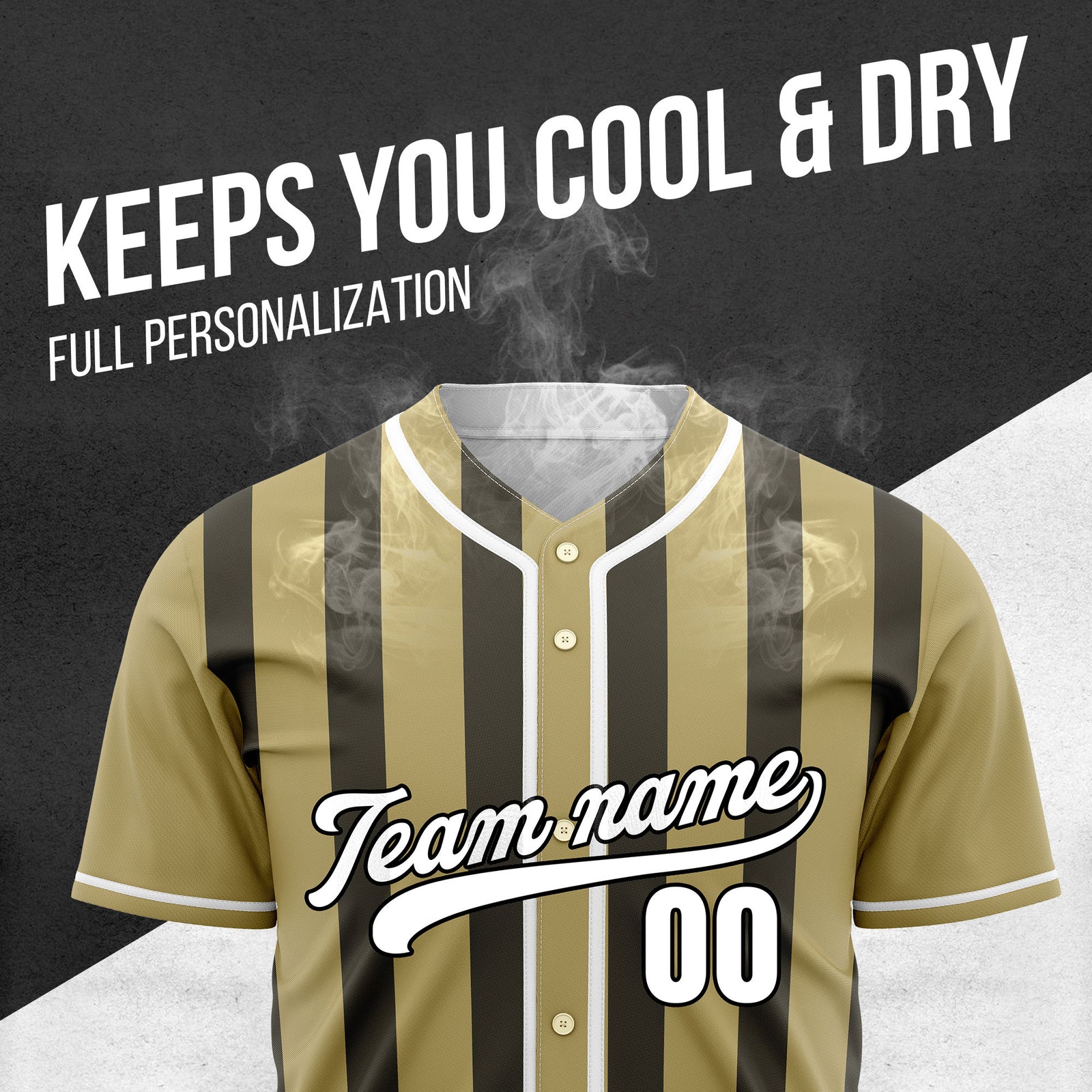 Custom Strikeforce Khaki Raglan Style Baseball Sports Jersey Personalized Uniform with Name & Number