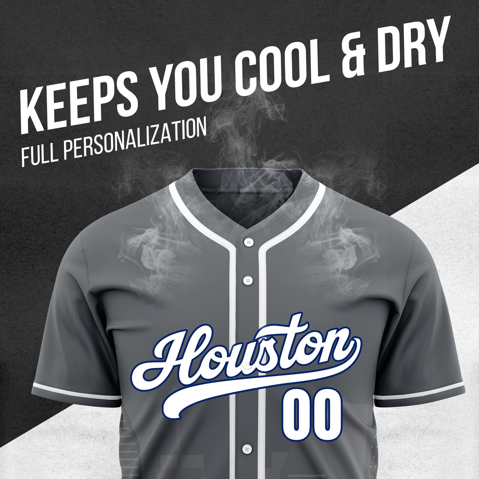 Custom City Pulse Dark Grey Baseball Sports Jersey Personalized Uniform with Name & Number