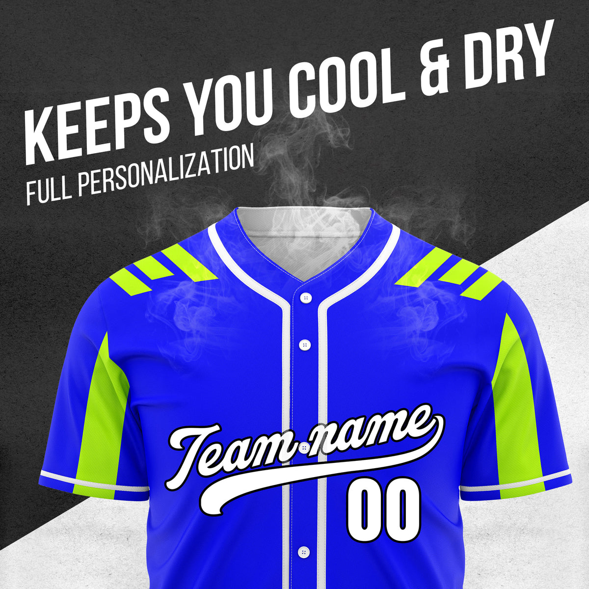 Custom Radiant Strike Blue Raglan Style Baseball Sports Jersey Personalized Uniform with Name & Number