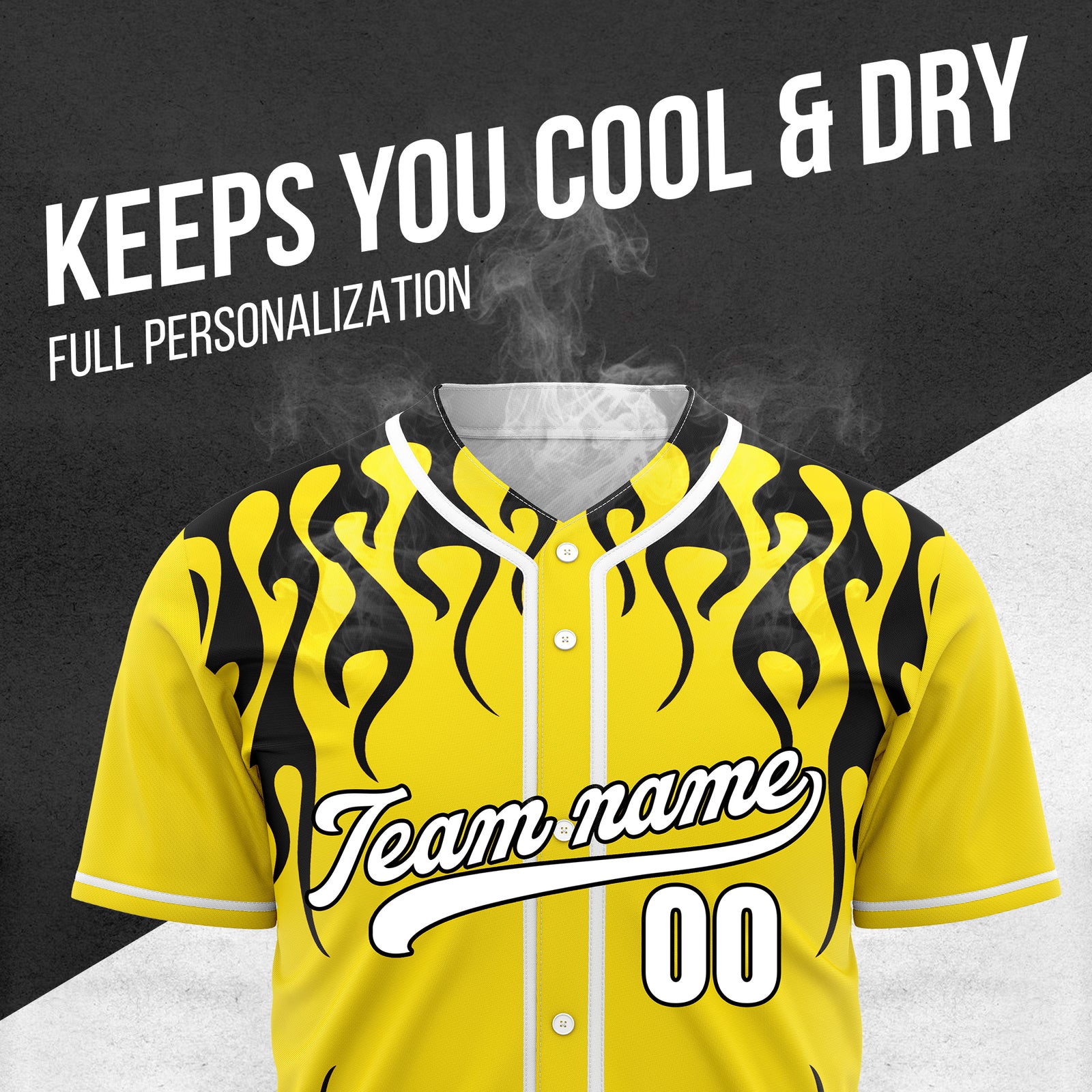 Custom Frostburn Yellow Baseball Sports Jersey Personalized Uniform with Name & Number