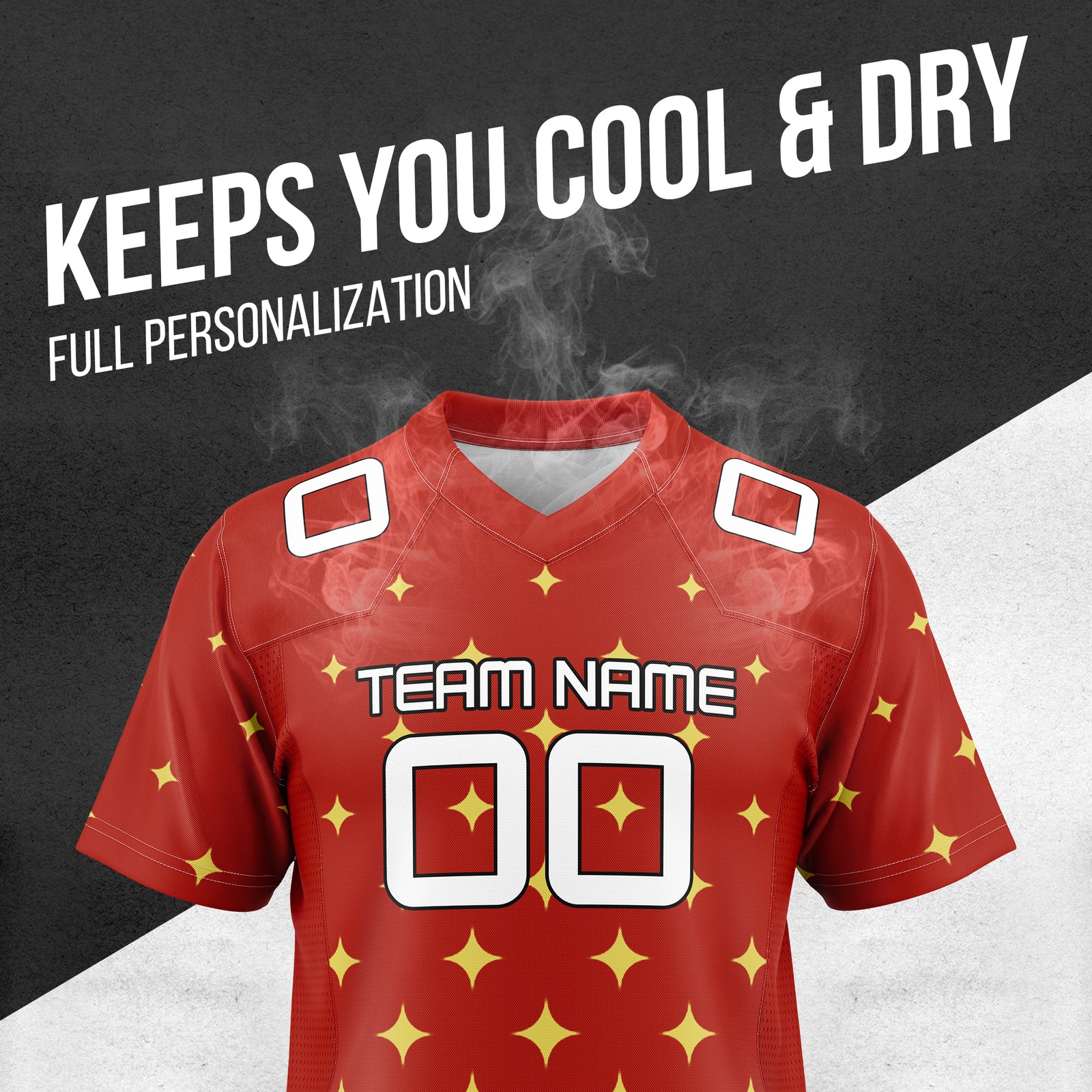 Custom  Elite Star Pattern Red Mesh Authentic Football Jersey