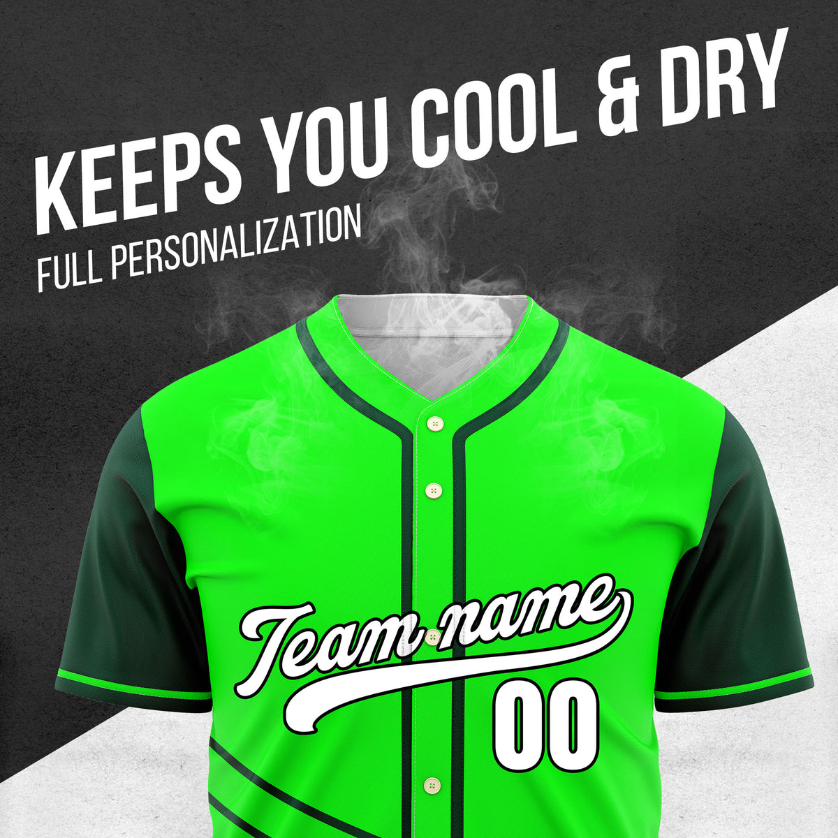 Custom Swift Green Raglan Style Baseball Sports Jersey Personalized Uniform with Name & Number