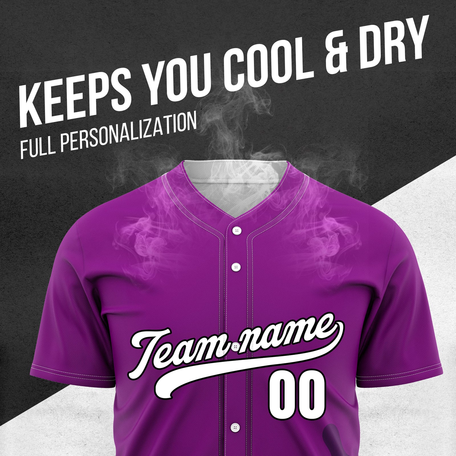 Custom Purple Baseball Wave Sports Jersey Personalized Uniform with Name & Number