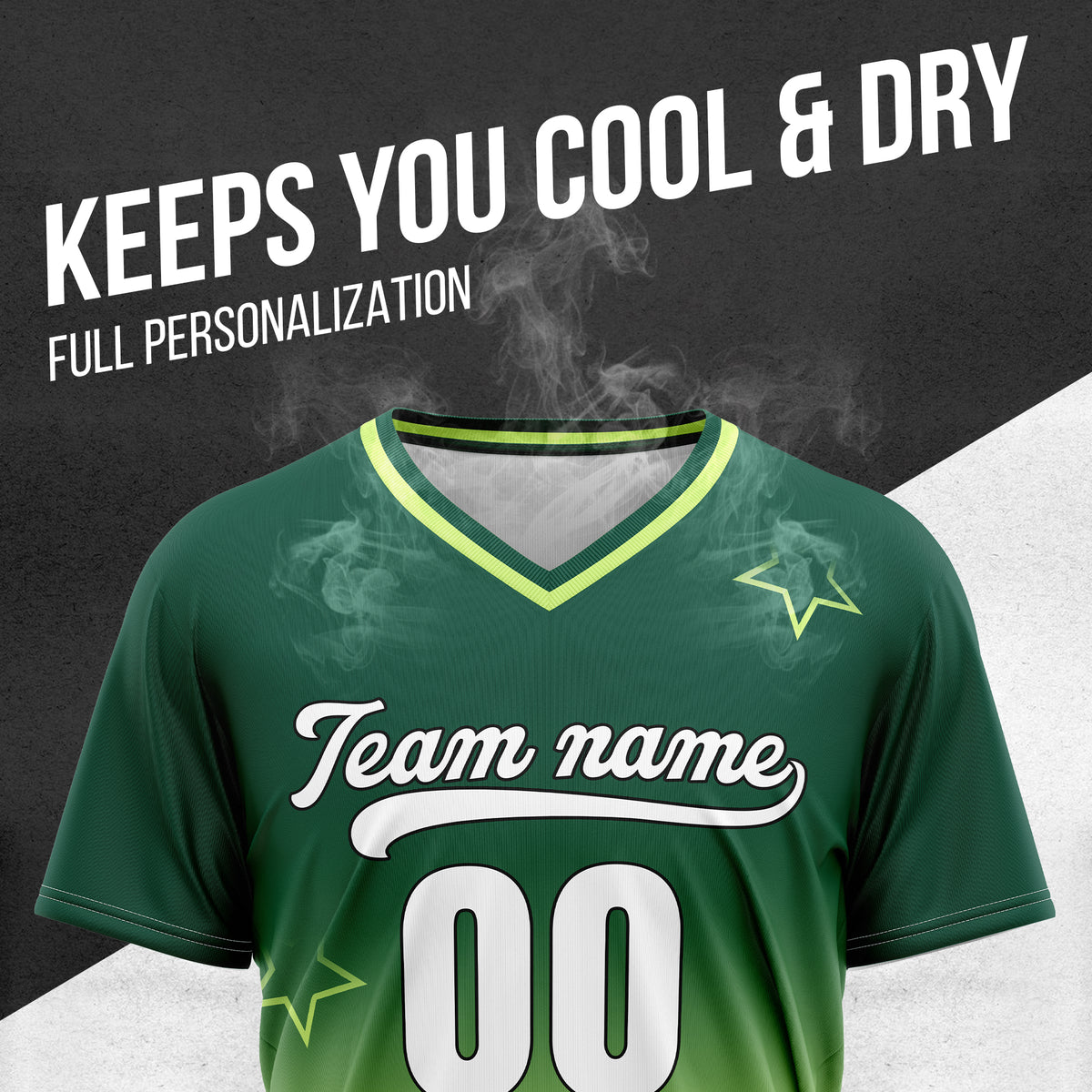 Custom Star Gradient Baseball Green Sports Jersey Personalized Uniform with Name & Number