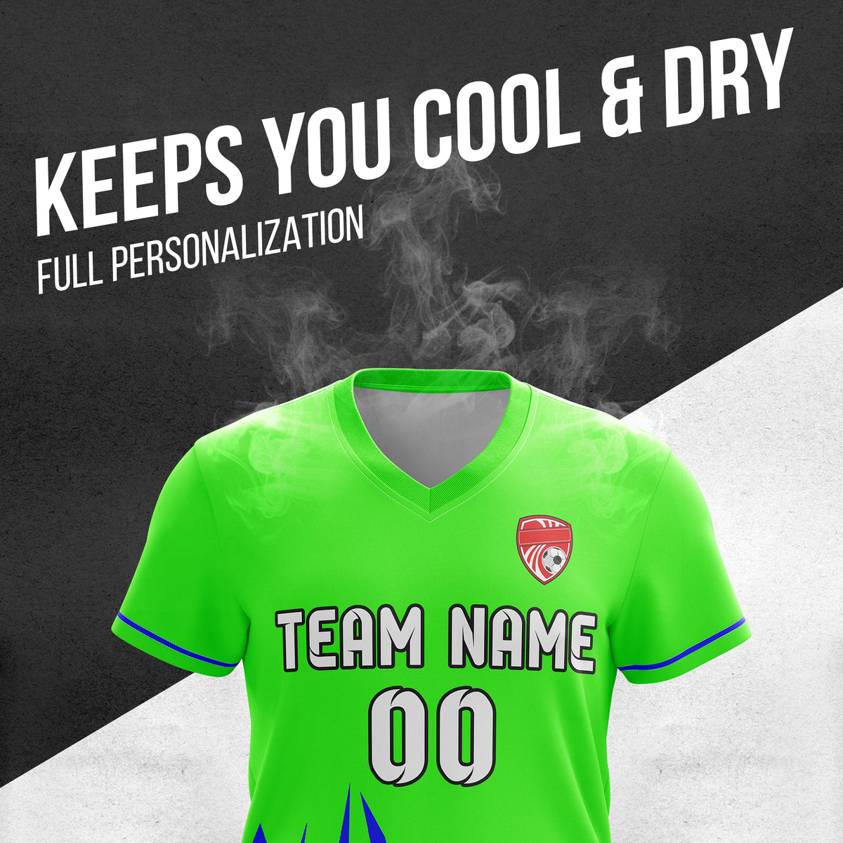 Custom Spark Strike V-Side Pattern Neon Green Soccer Sport Tops Jersey