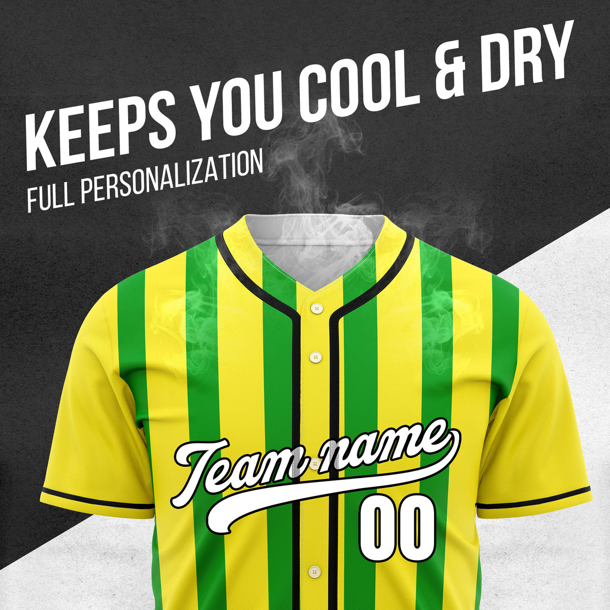 Custom Strikeforce Yellow Raglan Style Baseball Sports Jersey Personalized Uniform with Name & Number