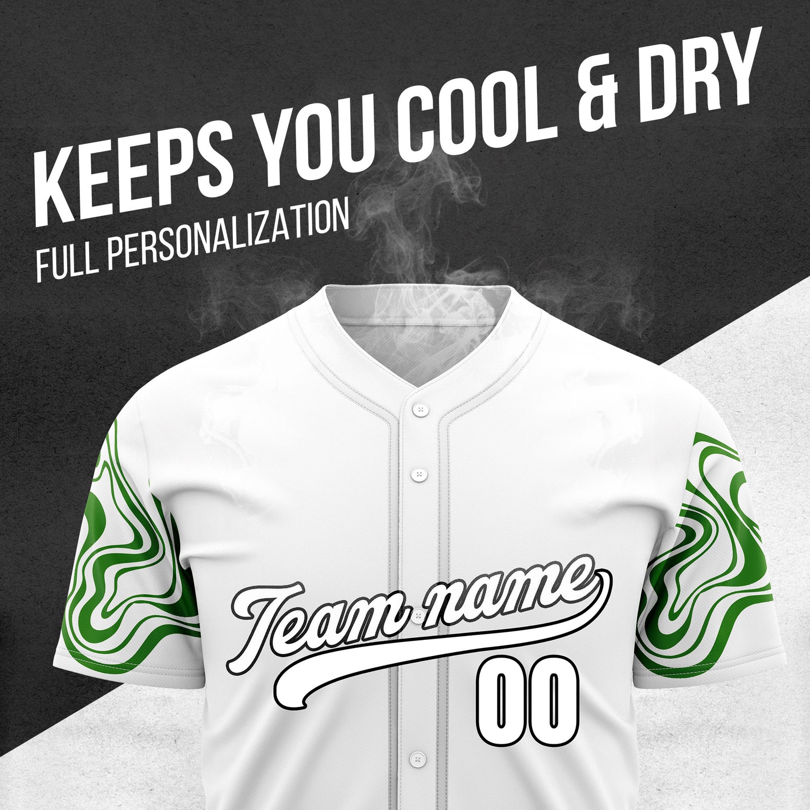 Custom White Baseball Wave Sports Jersey Personalized Uniform with Name & Number