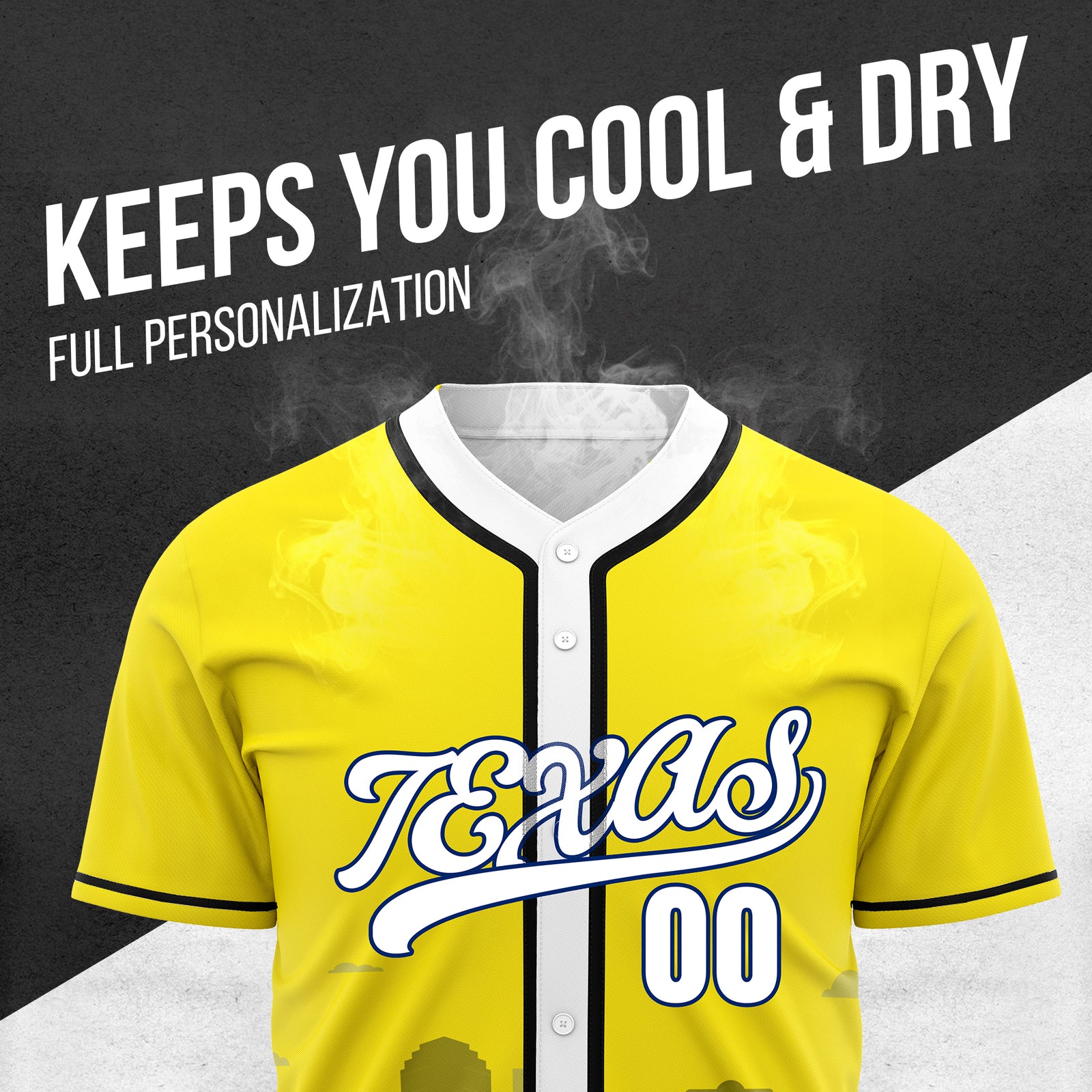 Custom City Lights Yellow Baseball Sports Jersey Personalized Uniform with Name & Number