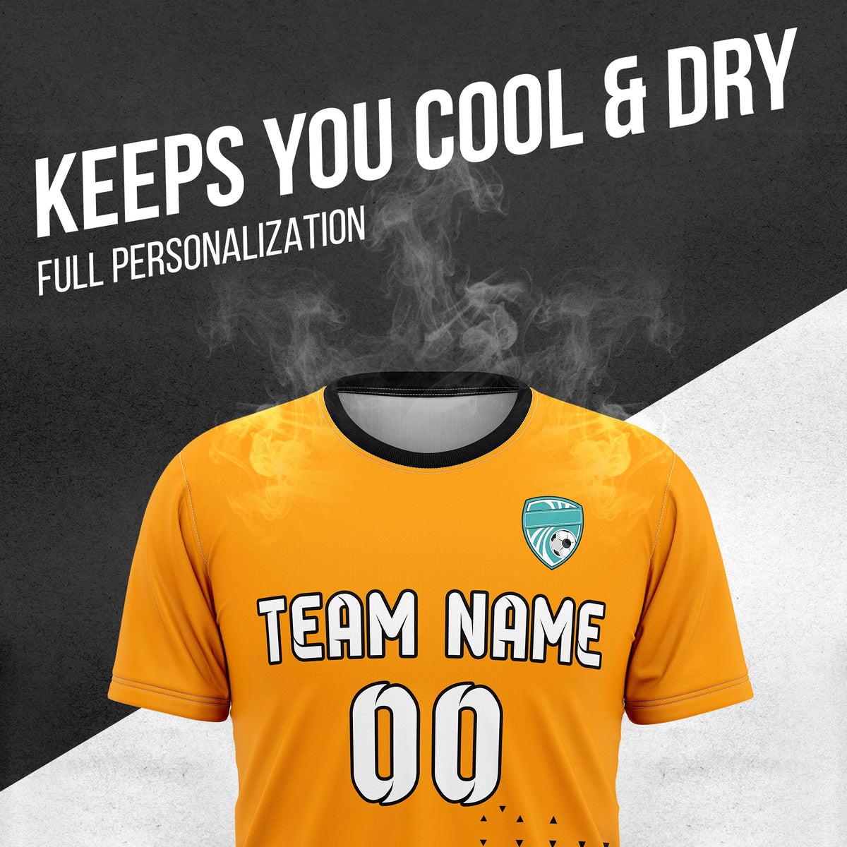 Custom Soccer R Side Pattern Orange Tri-Edge Sports Tops Jersey