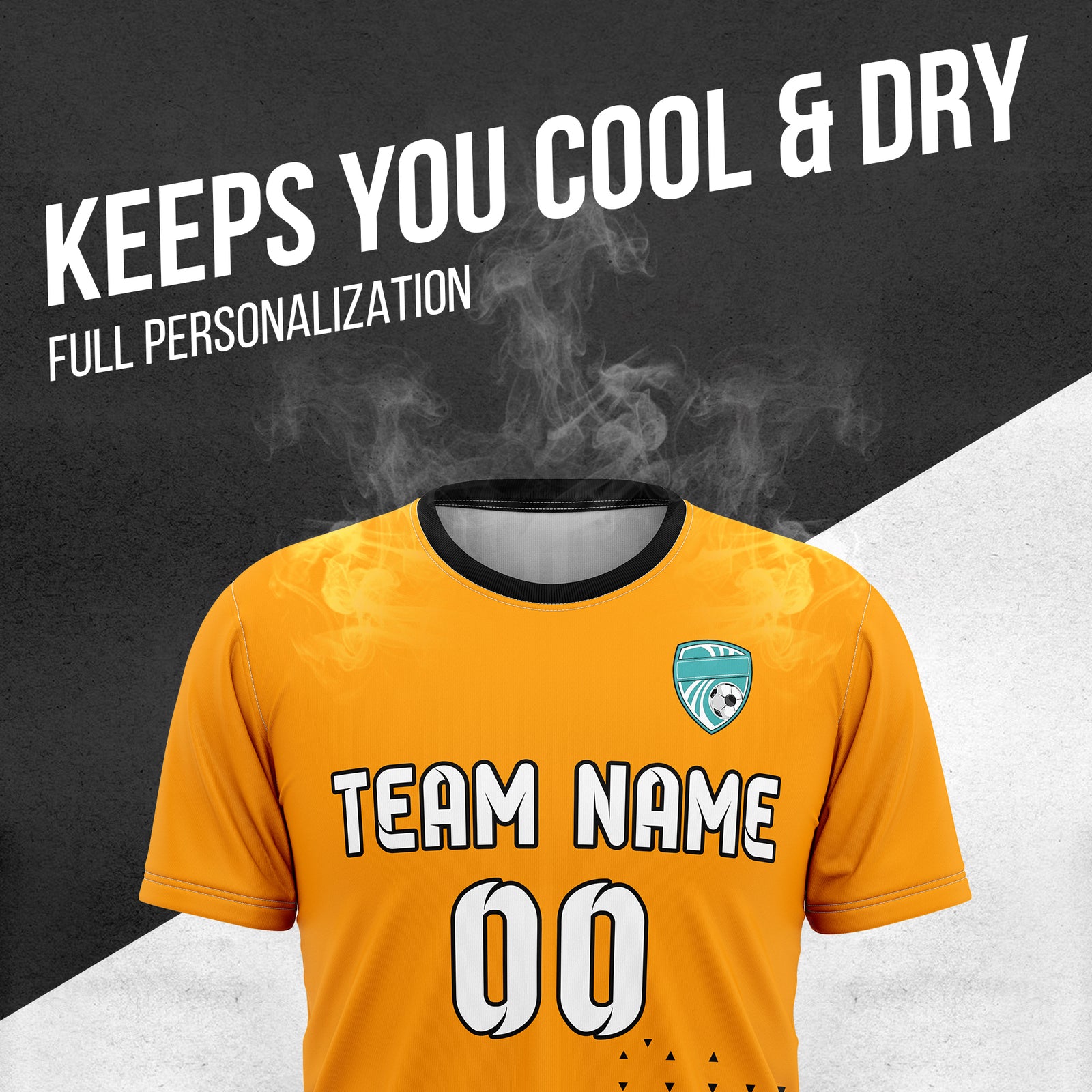 Custom Soccer R Side Pattern Orange Tri-Edge Sports Tops Jersey