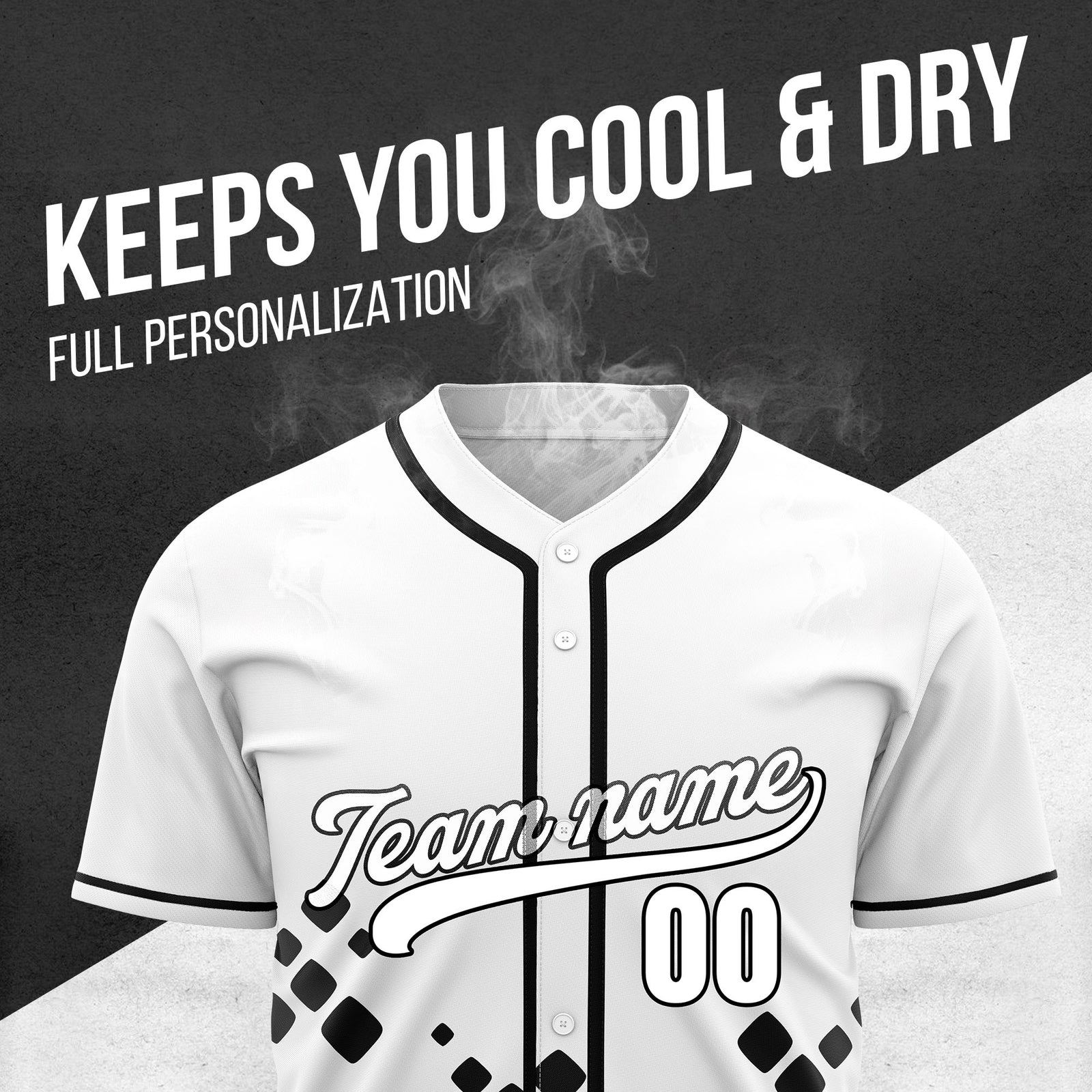 Custom Shadow Spark White Baseball Sports Jersey Personalized Uniform with Name & Number