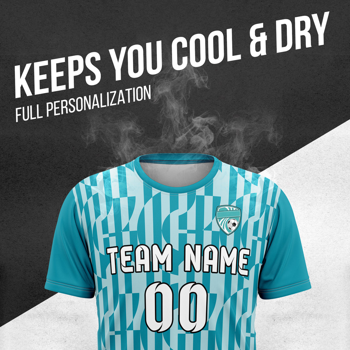 Custom Soccer Round Neck Teal Cyclone Tops Jersey