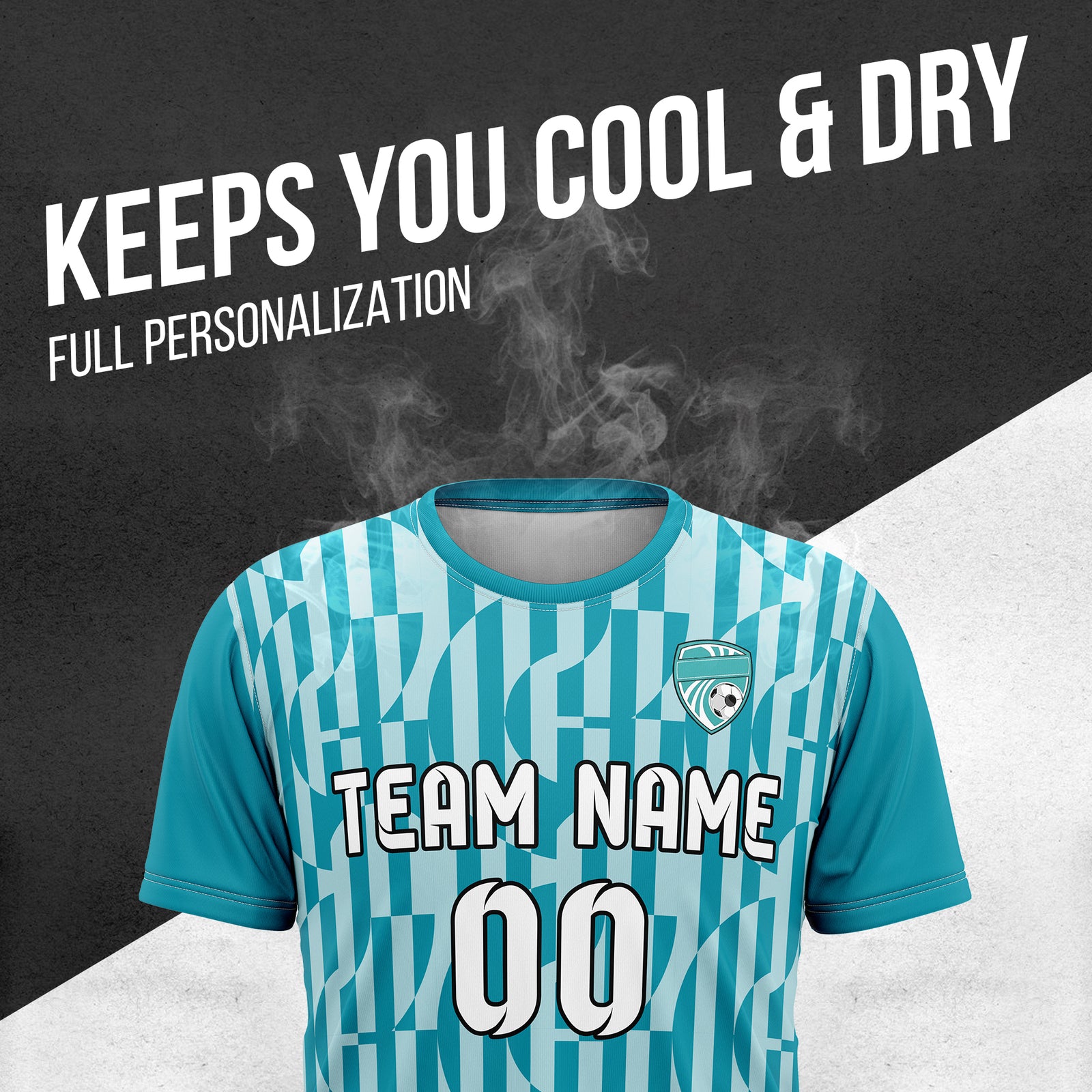 Custom Soccer Round Neck Teal Cyclone Tops Jersey