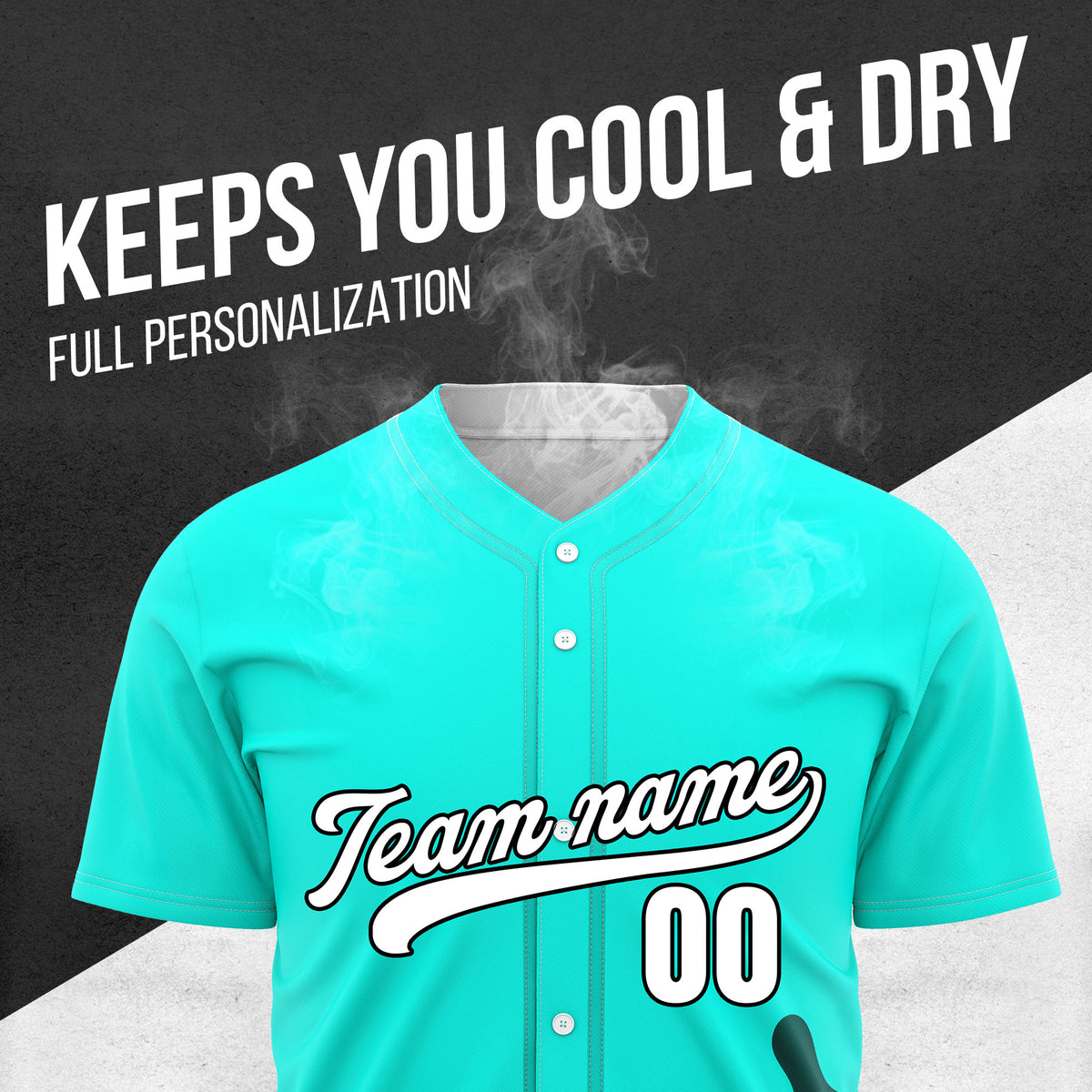 Custom Aqua Baseball Wave Sports Jersey Personalized Uniform with Name & Number