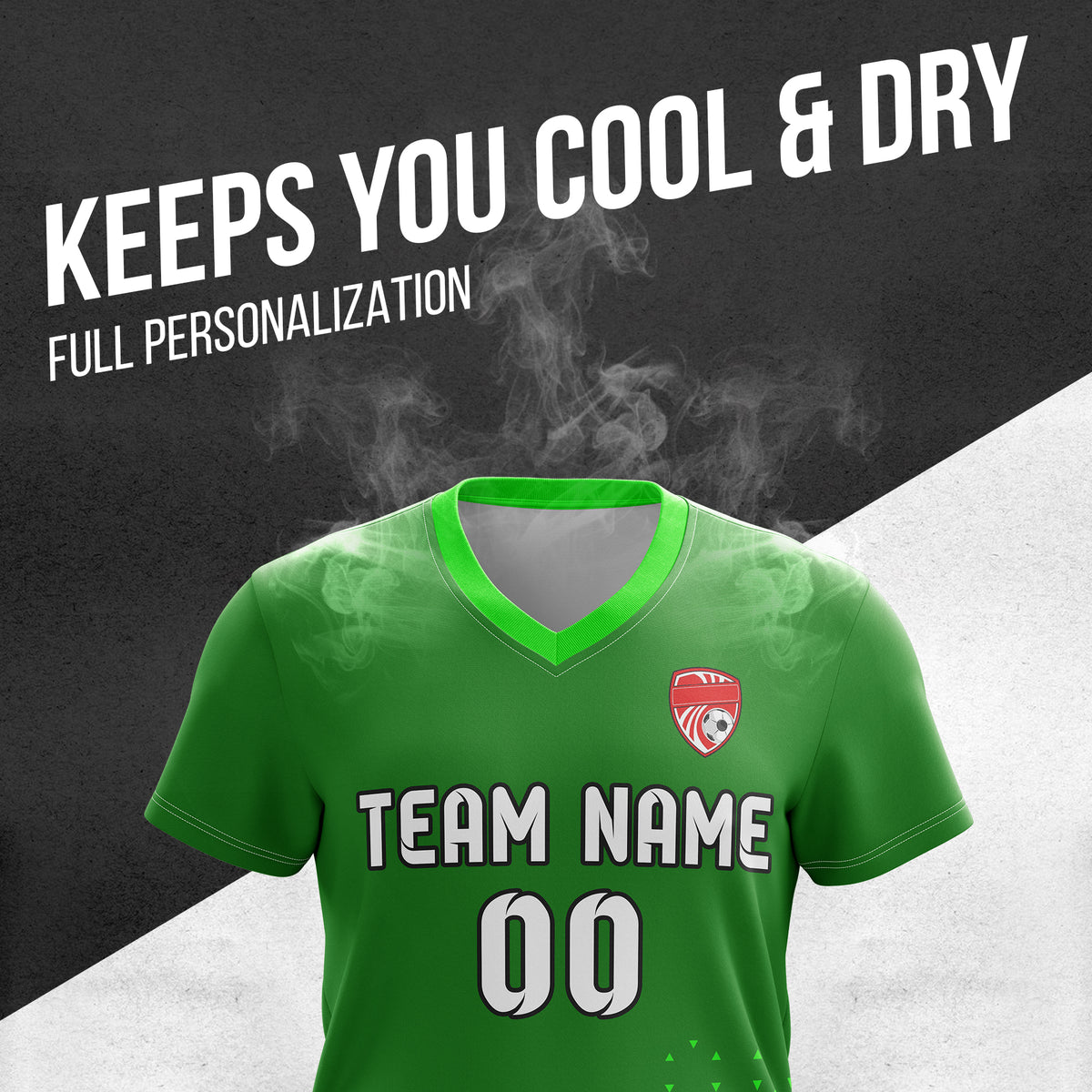 Custom Tri-Edge V-Side Pattern Green Soccer Sport Tops Jersey