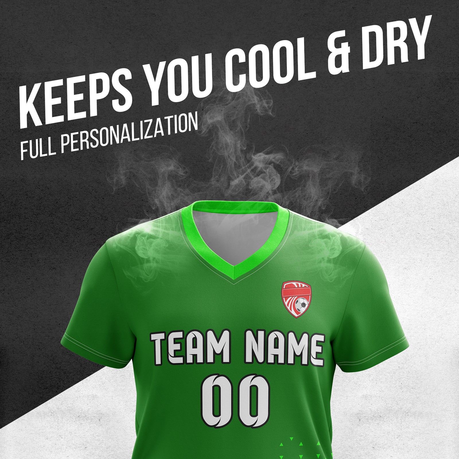 Custom Tri-Edge V-Side Pattern Green Soccer Sport Tops Jersey