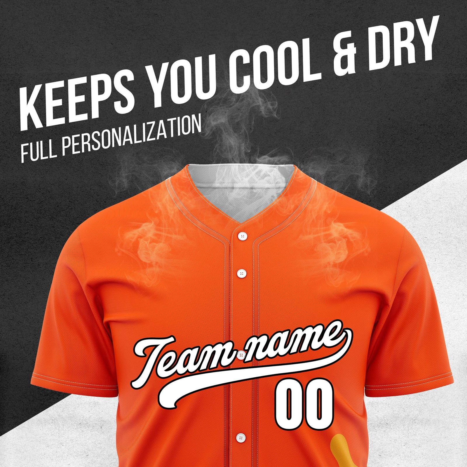 Custom Orange Baseball Wave Sports Jersey Personalized Uniform with Name & Number