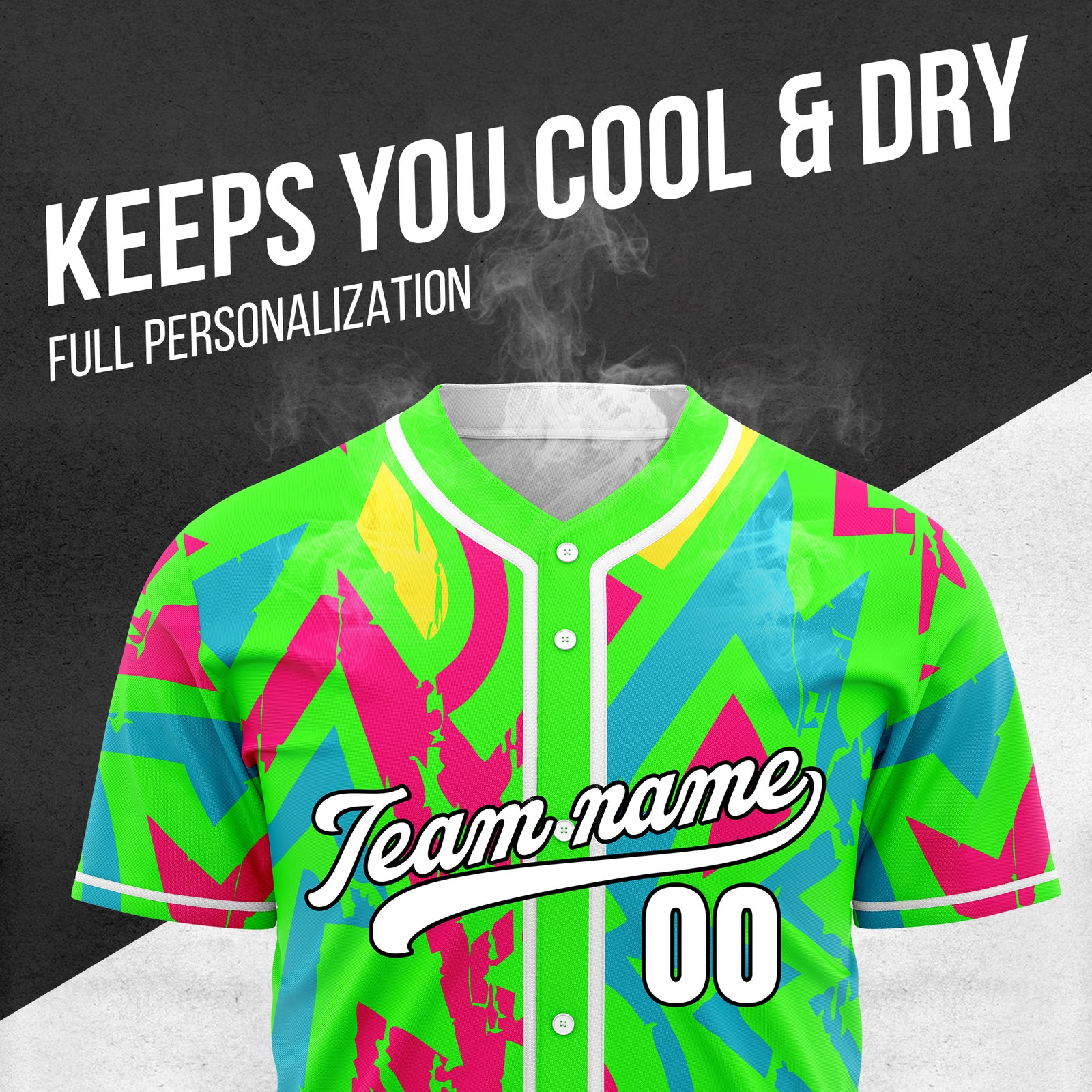 Custom Splash Neon Green Baseball Sports Jersey Personalized Uniform with Name & Number