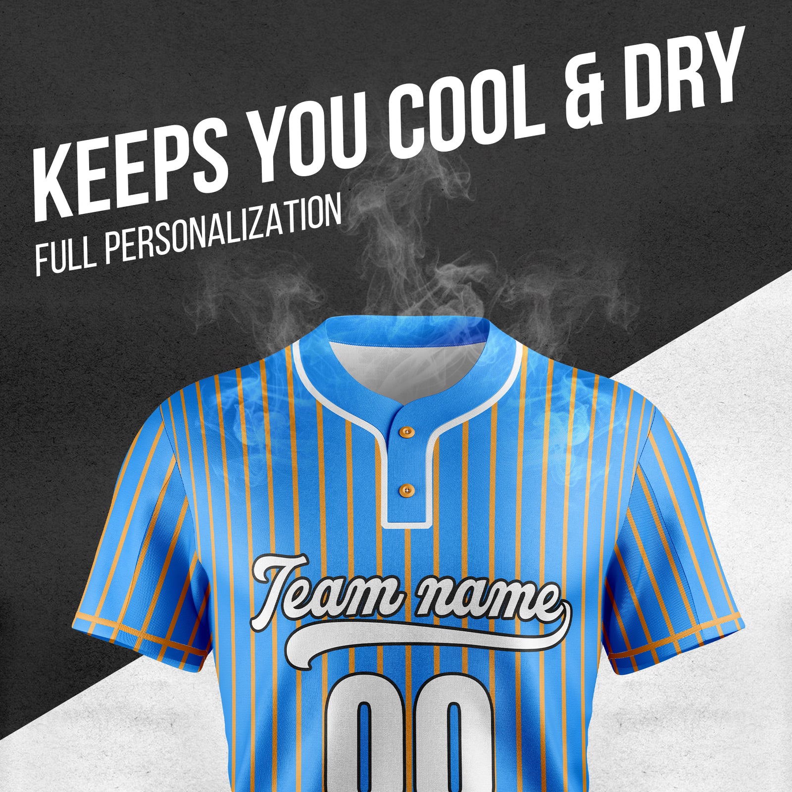 Custom Pinstripe Baseball Blue Sports Jersey Personalized Uniform with Name & Number