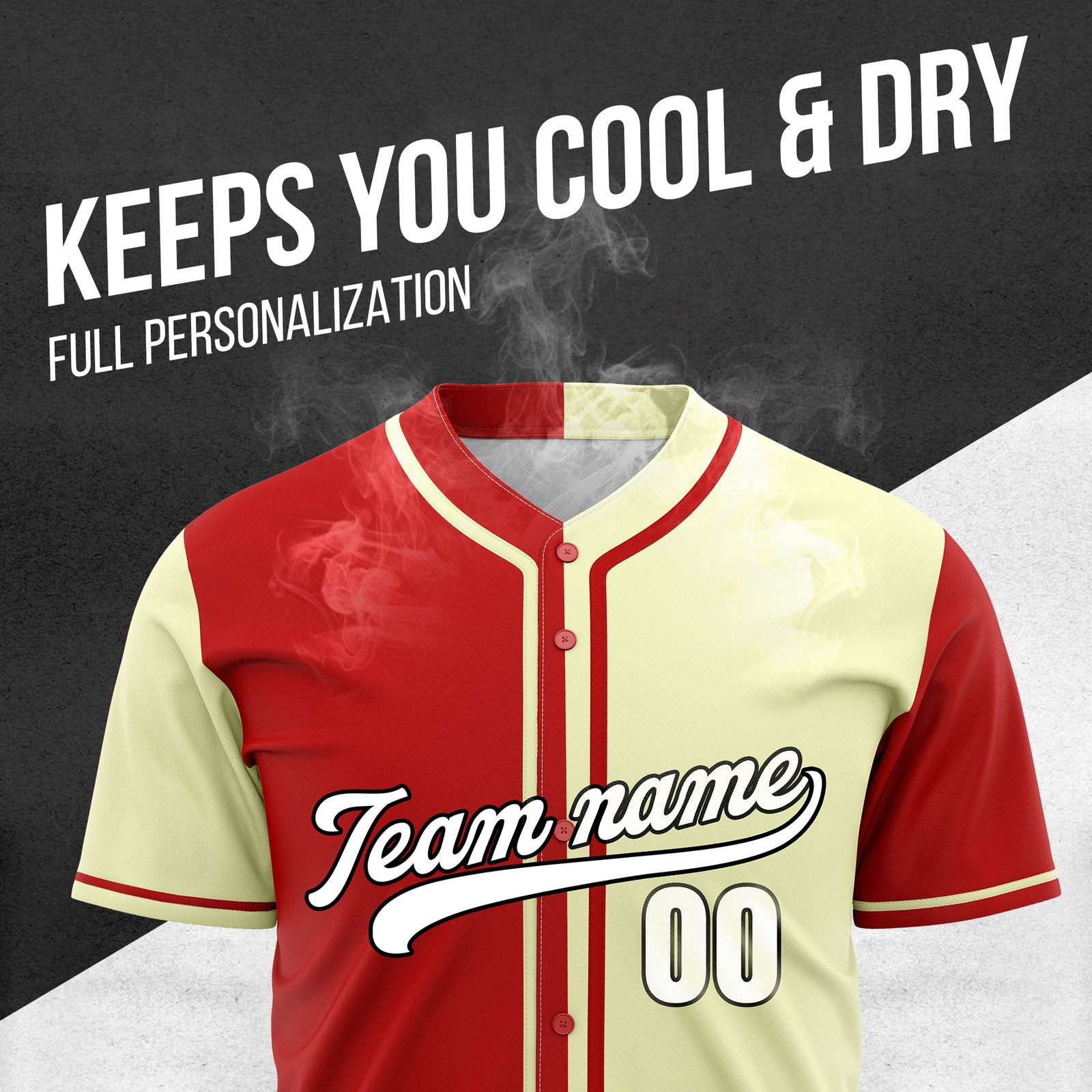 Custom Split Baseball Red Sports Jersey Personalized Uniform with Name & Number