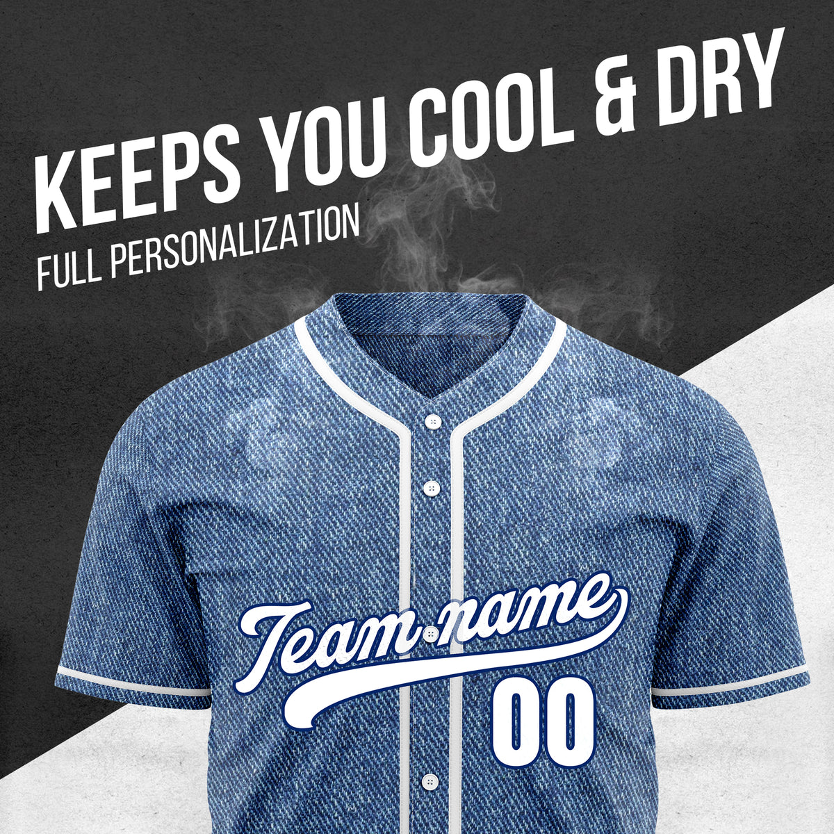Custom Heritage Denim Baseball Sports Jersey Personalized Uniform with Name & Number