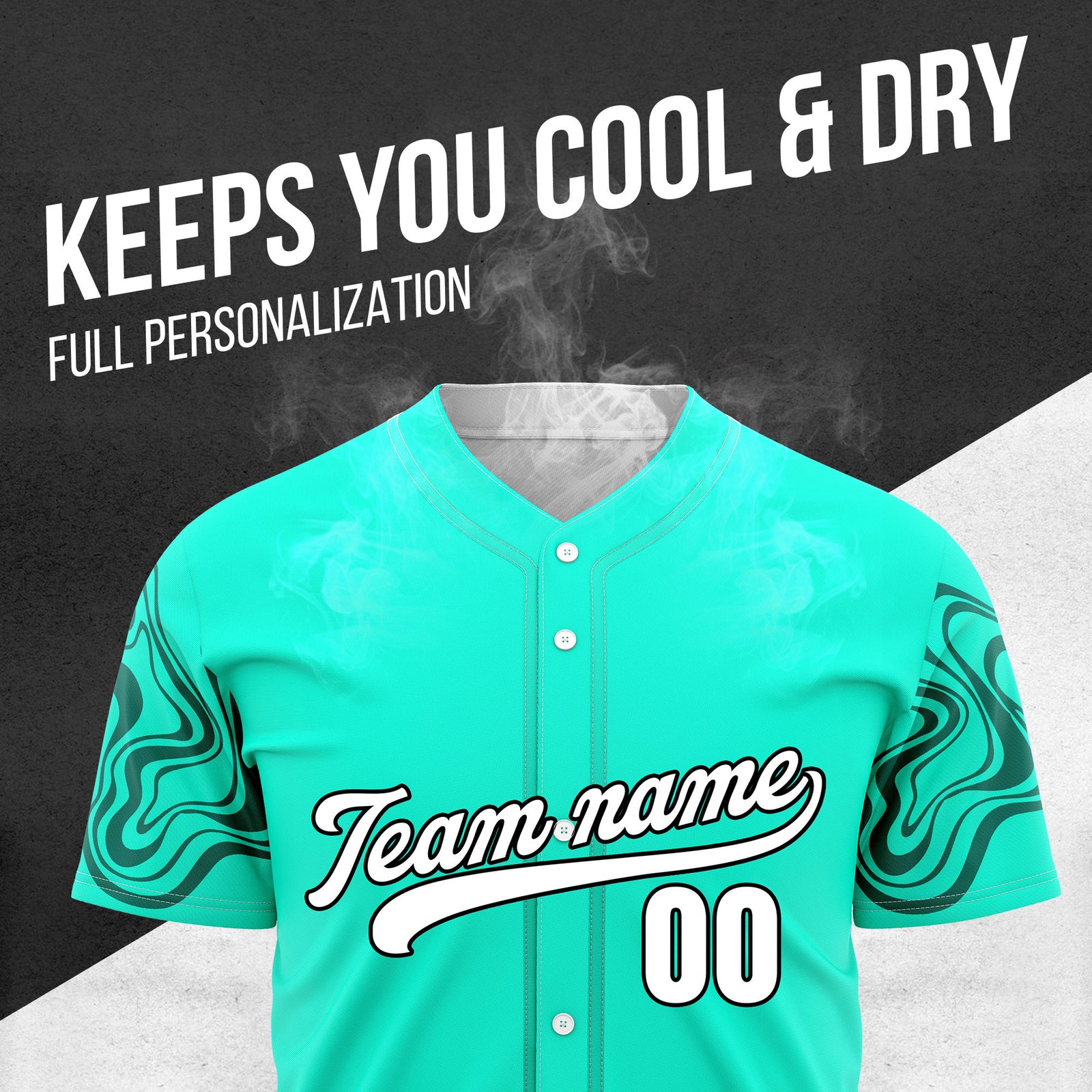 Custom Aqua Baseball Wave Sports Jersey Personalized Uniform with Name & Number