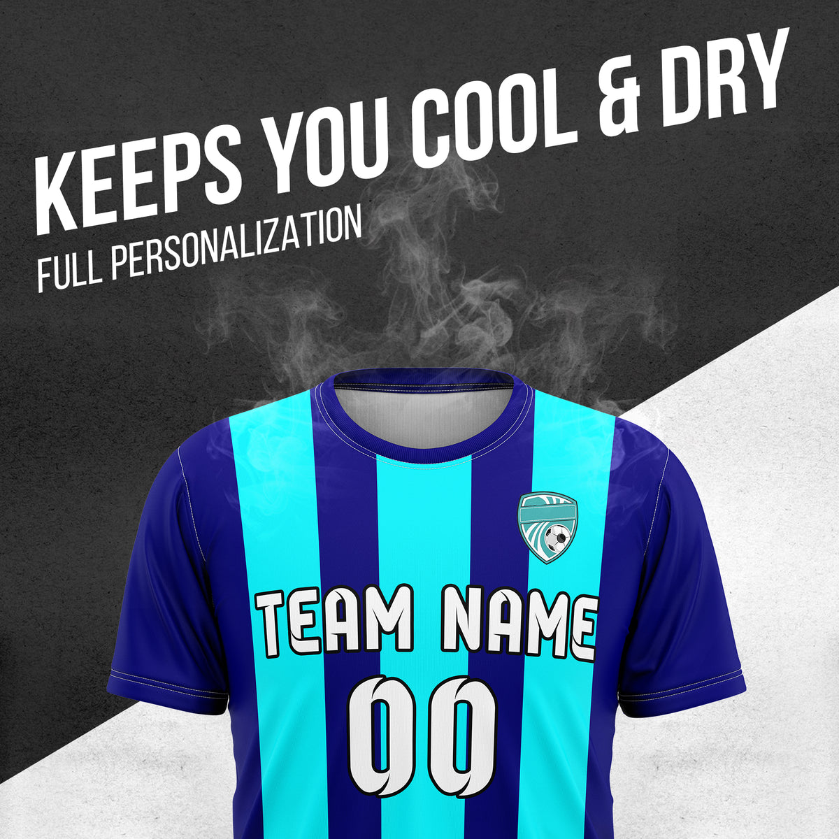Custom Soccer Navy R Stripes Sports Tops Jersey