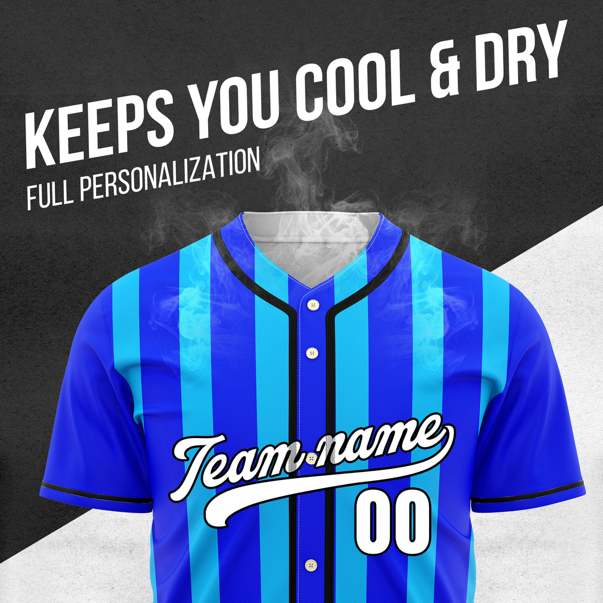 Custom Strikeforce Blue  Raglan Style Baseball Sports Jersey Personalized Uniform with Name & Number