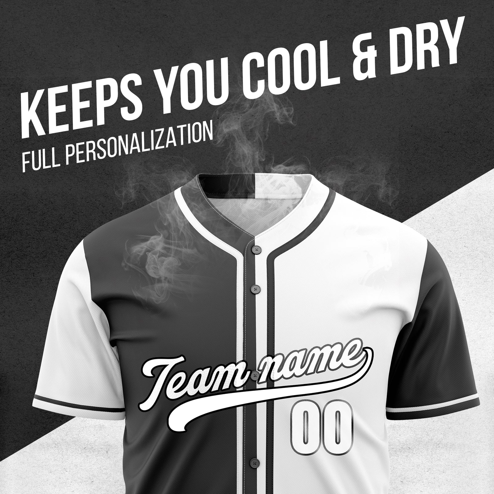 Custom Split Baseball White Sports Jersey Personalized Uniform with Name & Number